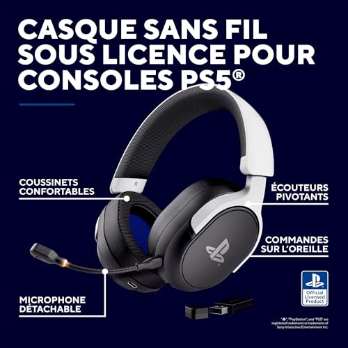 Thumbnail 1 de GXTrust Forta Casque sans Fil avec Licence Officielle PlayStation 5 – Noir/Blanc