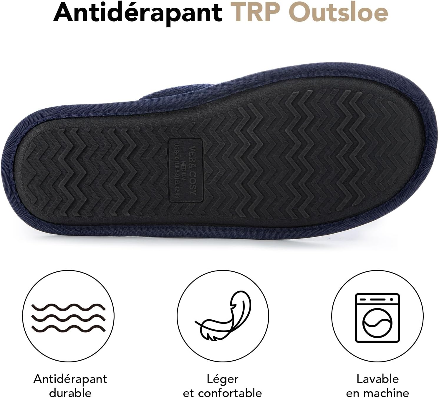 Detalle 2 de VeraCosy chaussons respirants homme mémoire foam