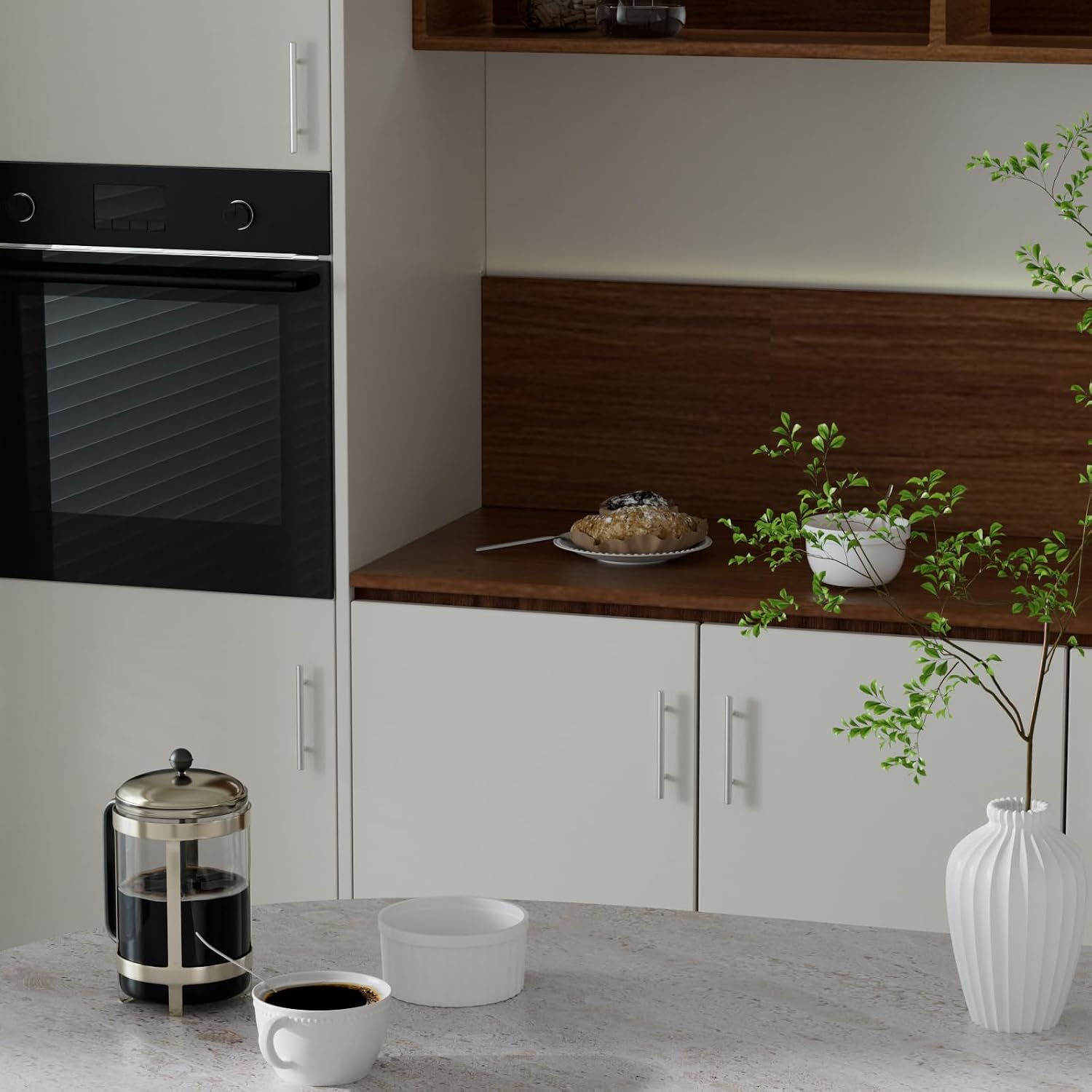 Thumbnail 5 de LONTAN 10 Kitchen Cupboard Handles 96mm T-Shaped 150mm Stainless Steel Pulls