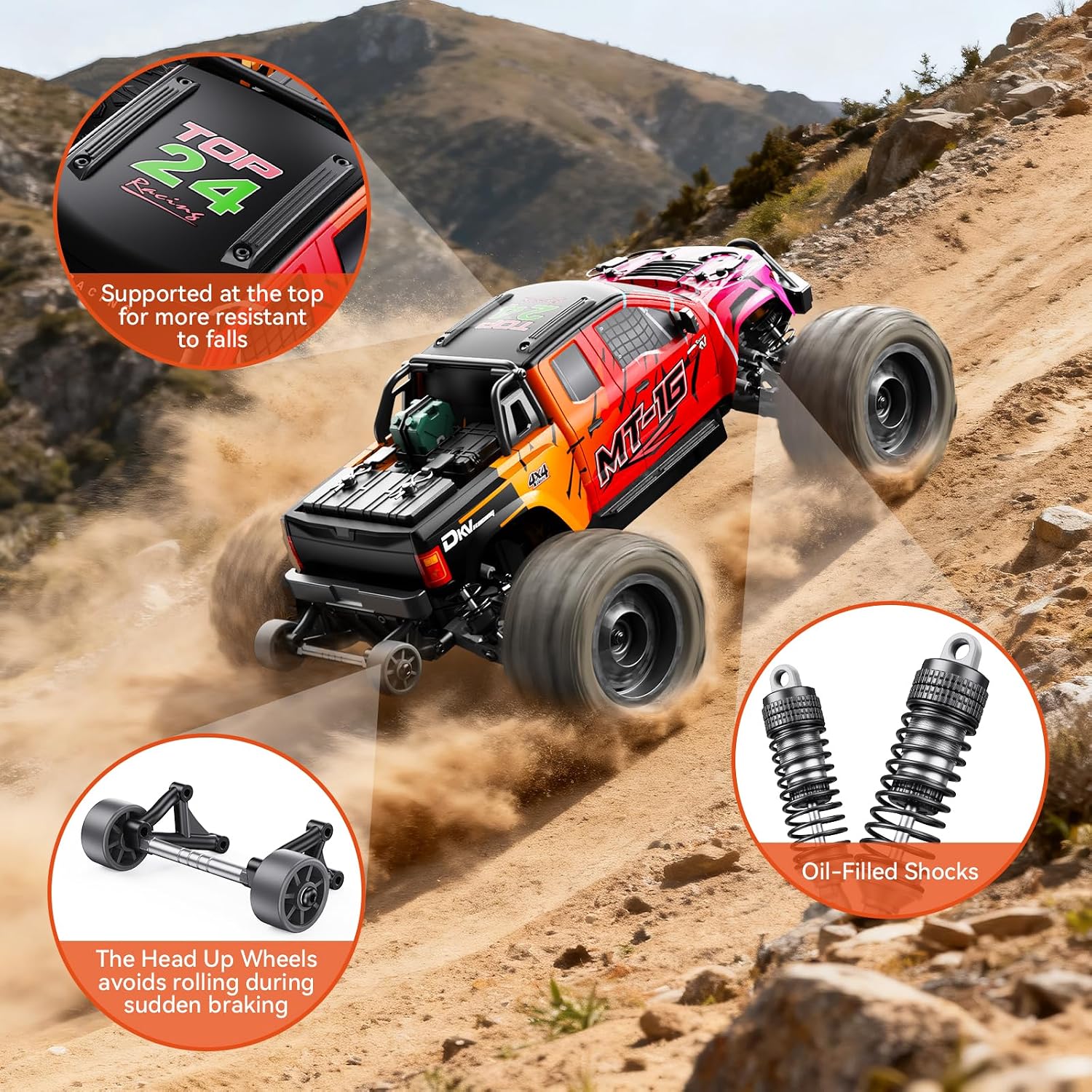 Thumbnail 3 de DIKAVEY 1/16 50MPH Brushless 4WD RC Truck: All‑Terrain Truggy for Serious Backyard Fun