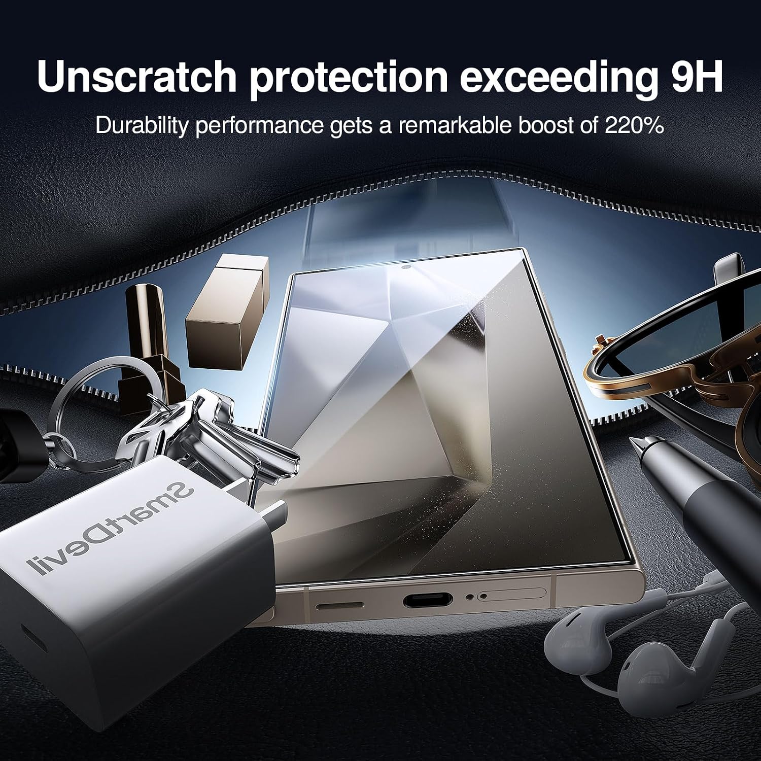 Detalle 1 de SMARTDEVIL Screen Protector for Samsung Galaxy S24 Ultra, 3-Pack 9H Tempered Glass