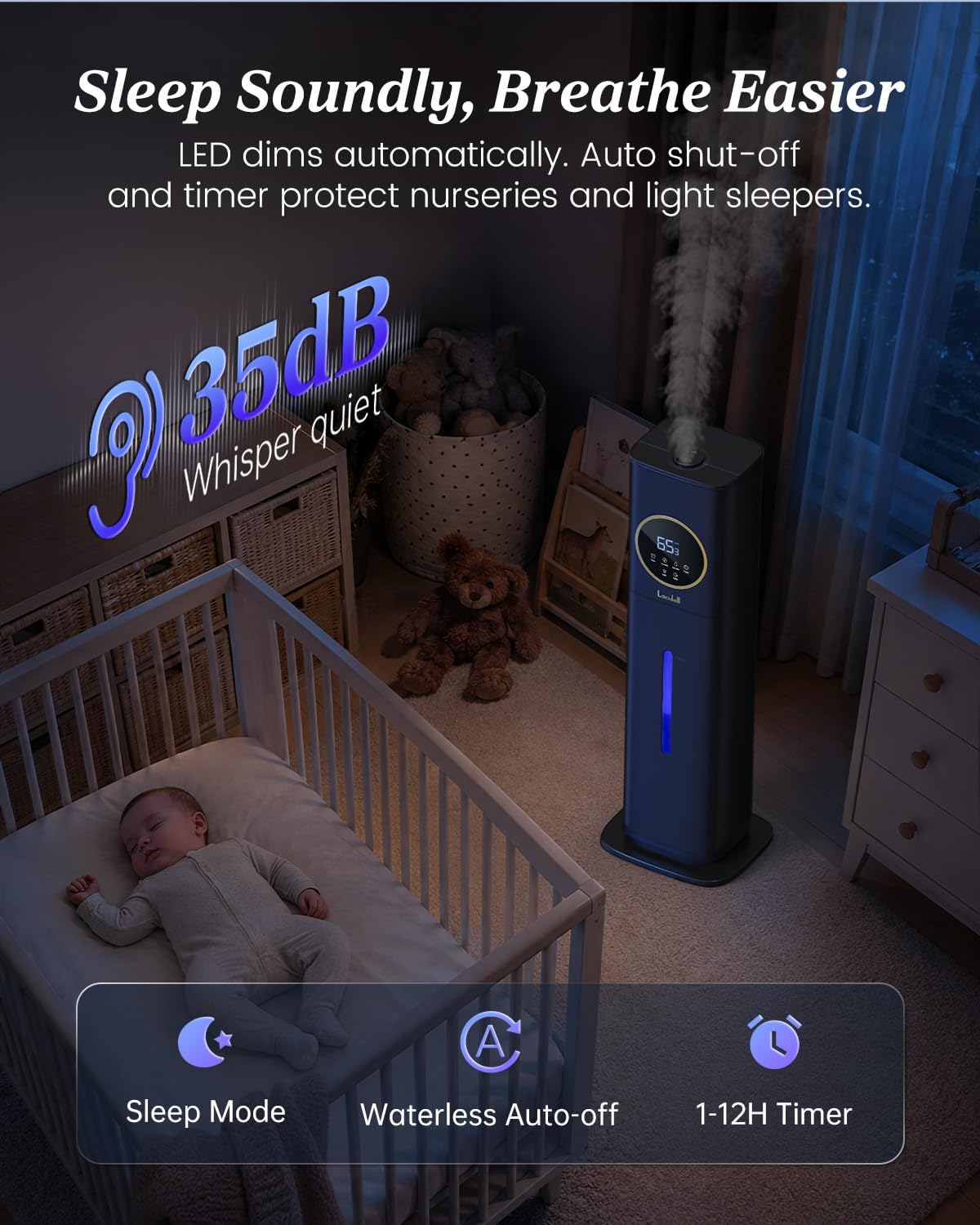 Thumbnail 5 de Humidifier Large Room 8L Cool Mist with Night Light ๐ง