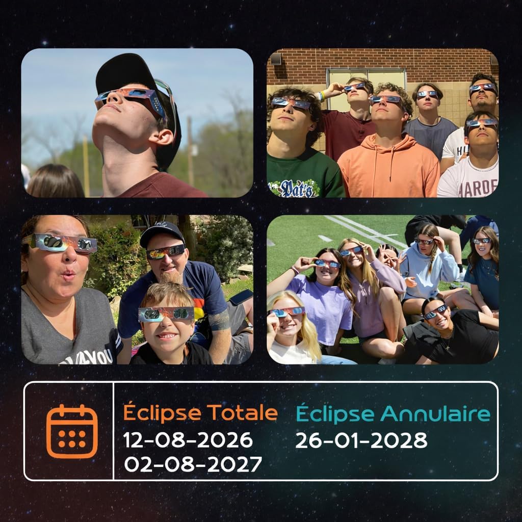 Thumbnail 6 de Helioclipse Lot de 25 lunettes pour éclipse solaire ISO 12312-2 avec 5 filtres pour téléphone