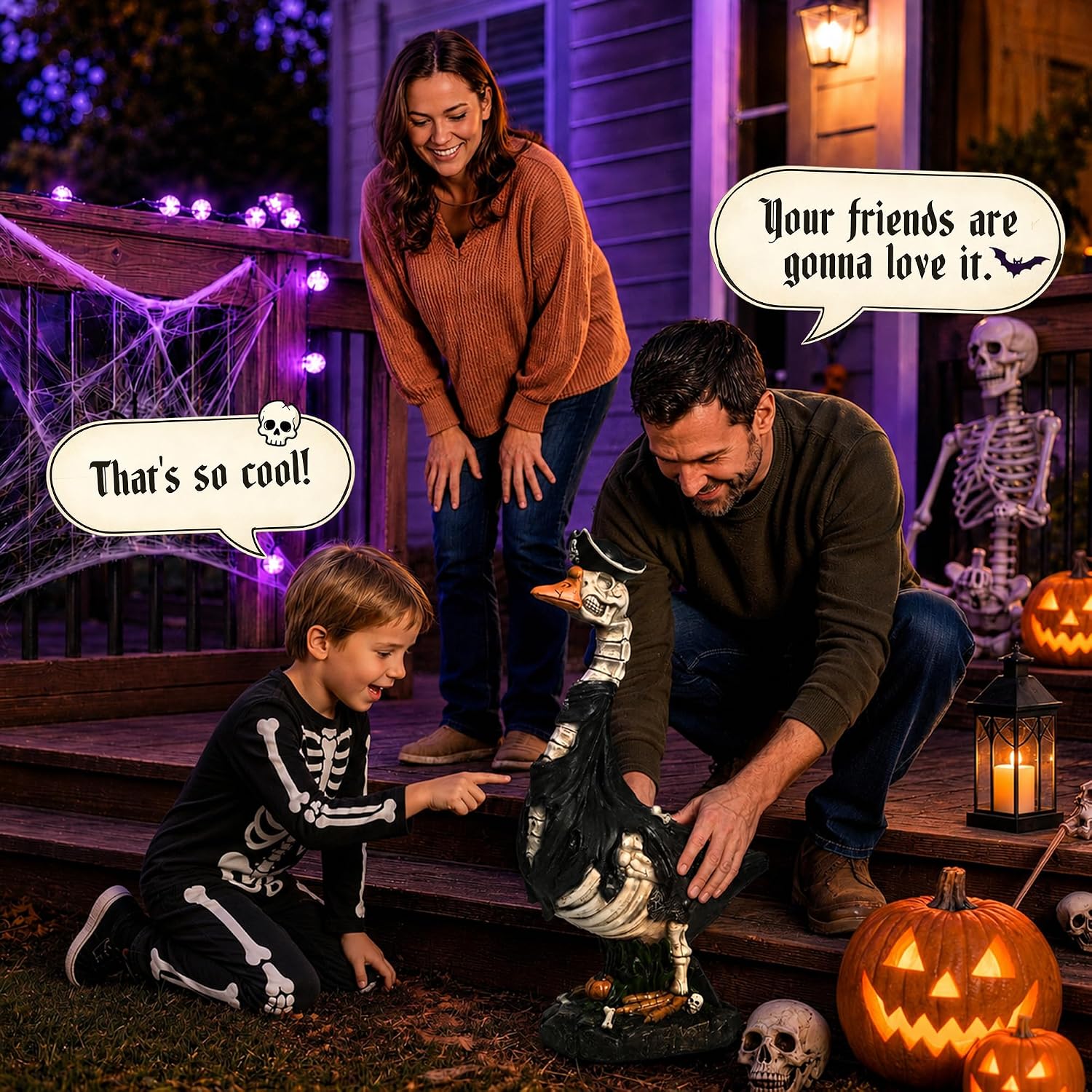 Thumbnail 5 de GIGALUMI 20-Inch Halloween Skeleton Porch Goose Resin Statue