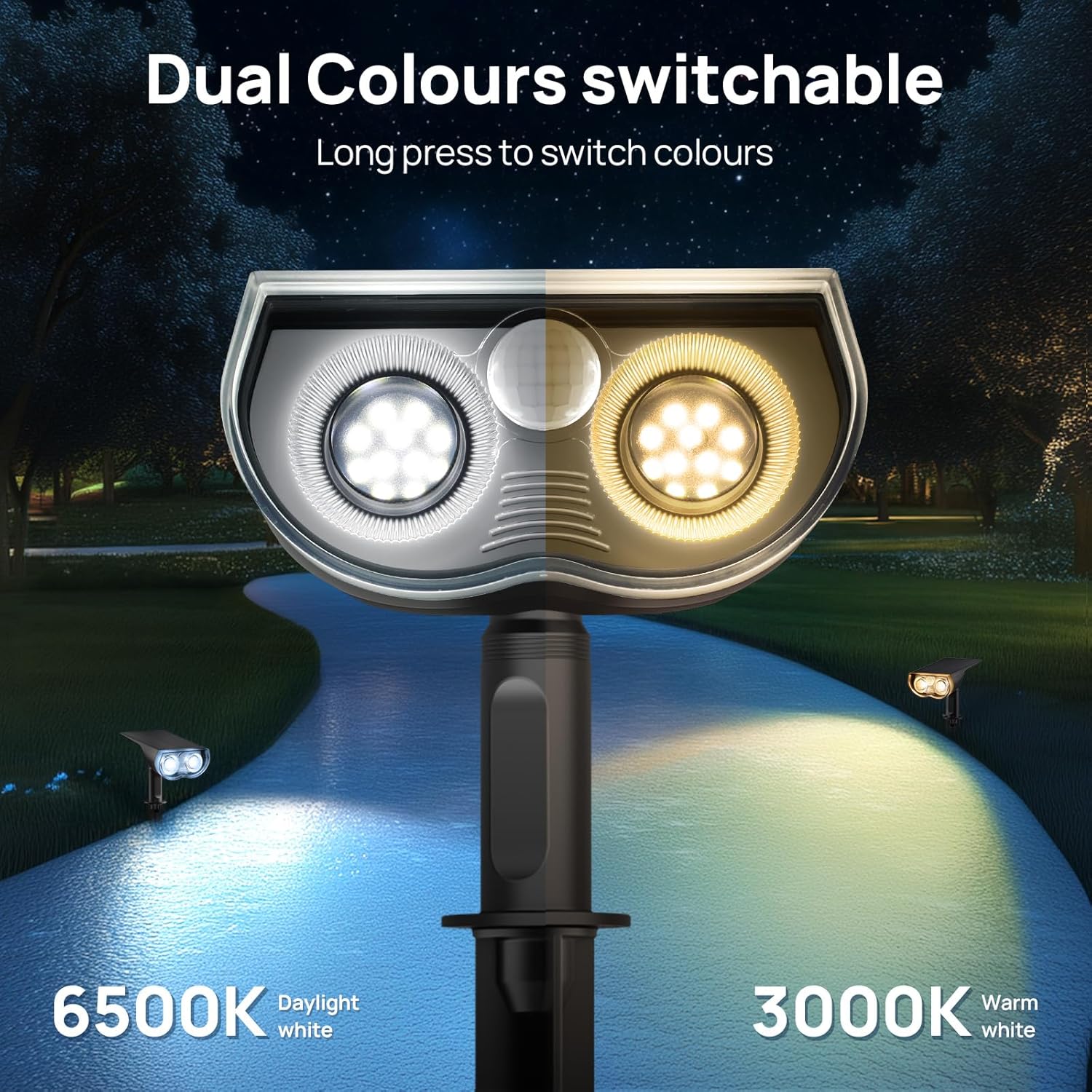 Detalle de Linkind Luci Solari Esterno con sensore di movimento, 22 LED 3000K IP65 (4 pezzi)