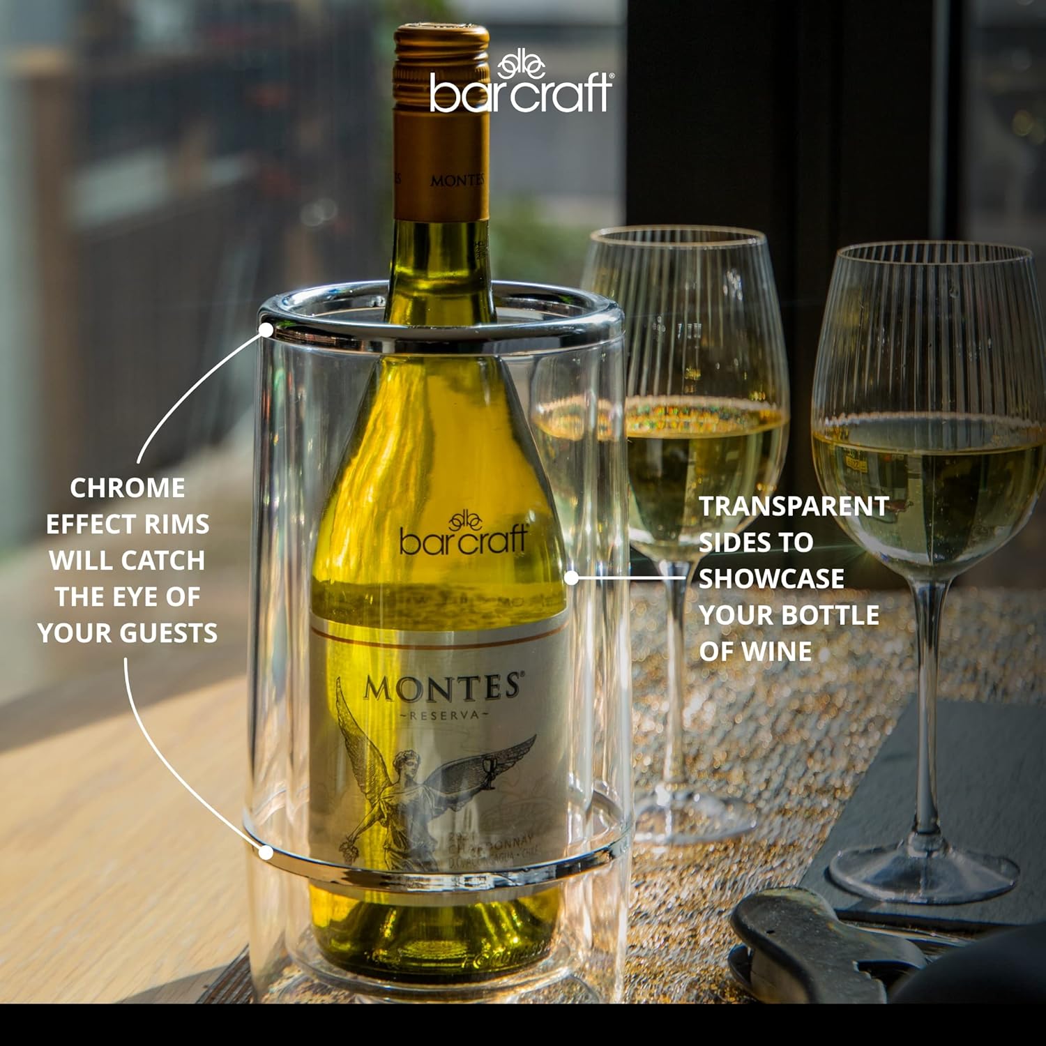 Thumbnail 3 de BarCraft Glacière à Vin isolée pour une bouteille – double paroi et détails chromés