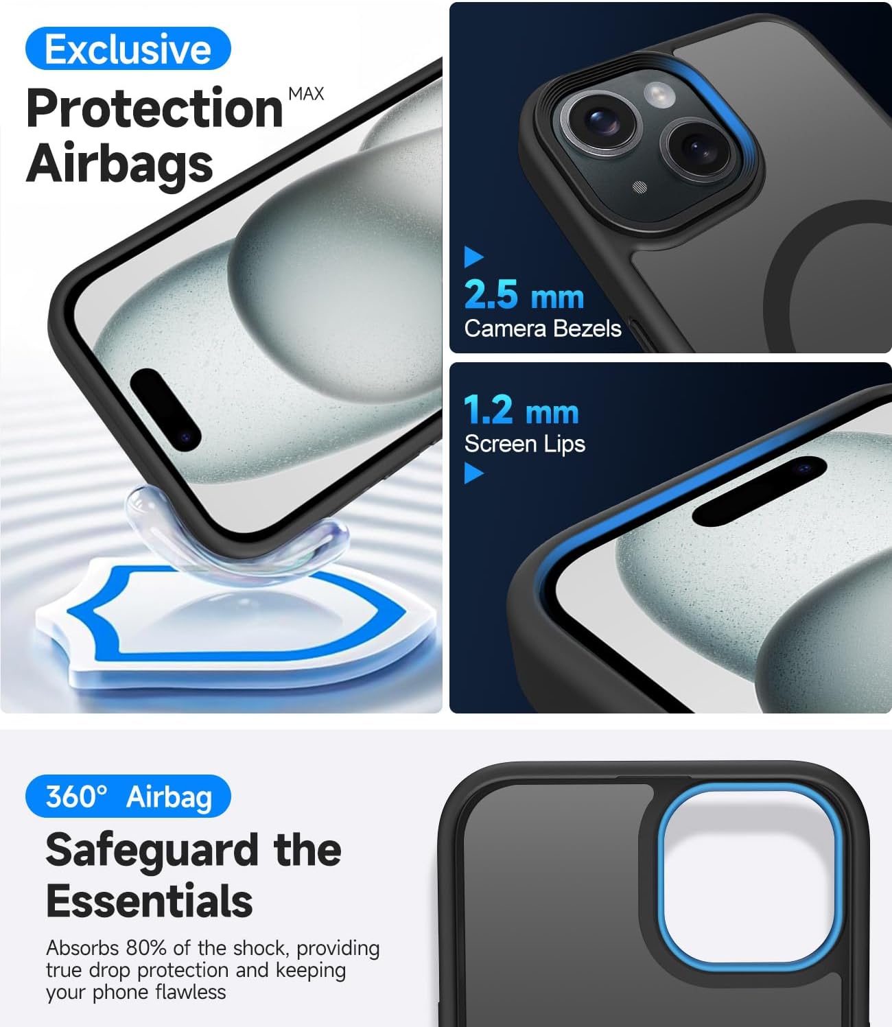 Detalle de Mootobo iPhone 15 Case (4-in-1) with Strong Magnetic MagSafe + Screen & Lens Protectors, Black