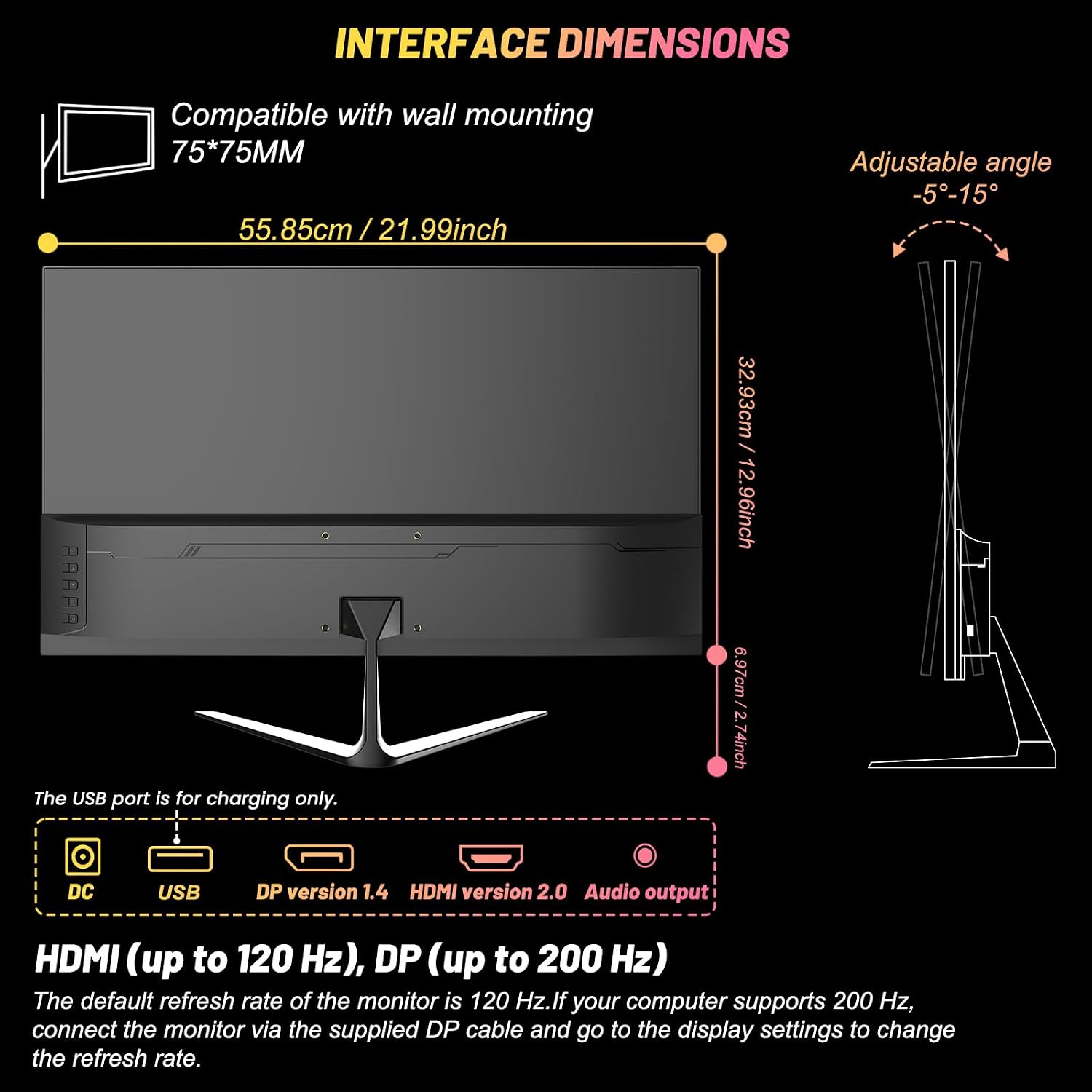 Thumbnail 6 de LXZ 24,5 Zoll Gaming Monitor – 200 Hz, IPS, FHD mit integrierten Lautsprechern und Eye Care