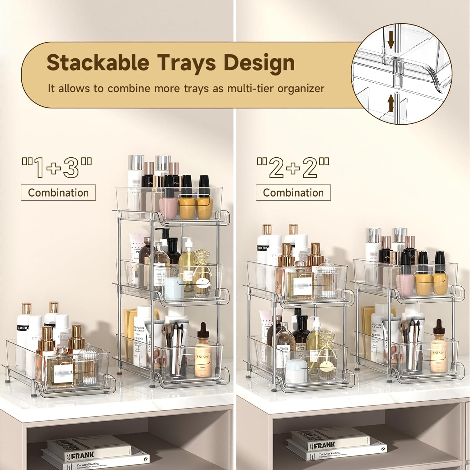 Thumbnail 3 de HIHEGD 2-Tier Bathroom Organizer with Dividers