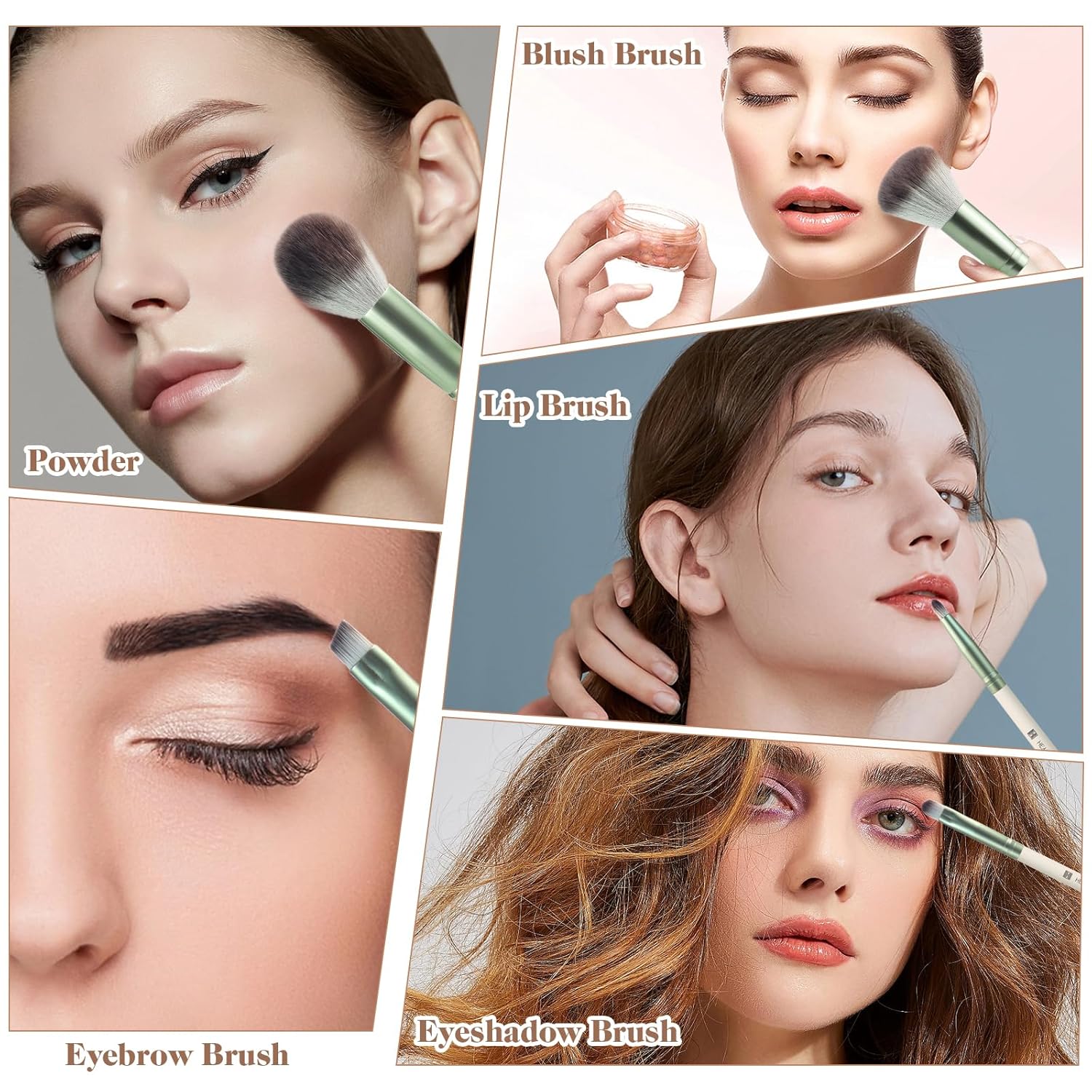 Detalle de HEYMKGO Pinselset Makeup 12-teilig – Profi-Makeup-Pinsel mit Reisetasche