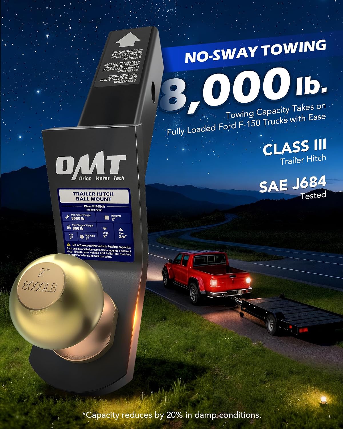 Detalle de Orion Motor Tech Trailer Hitch Ball Mount for 2" Receiver