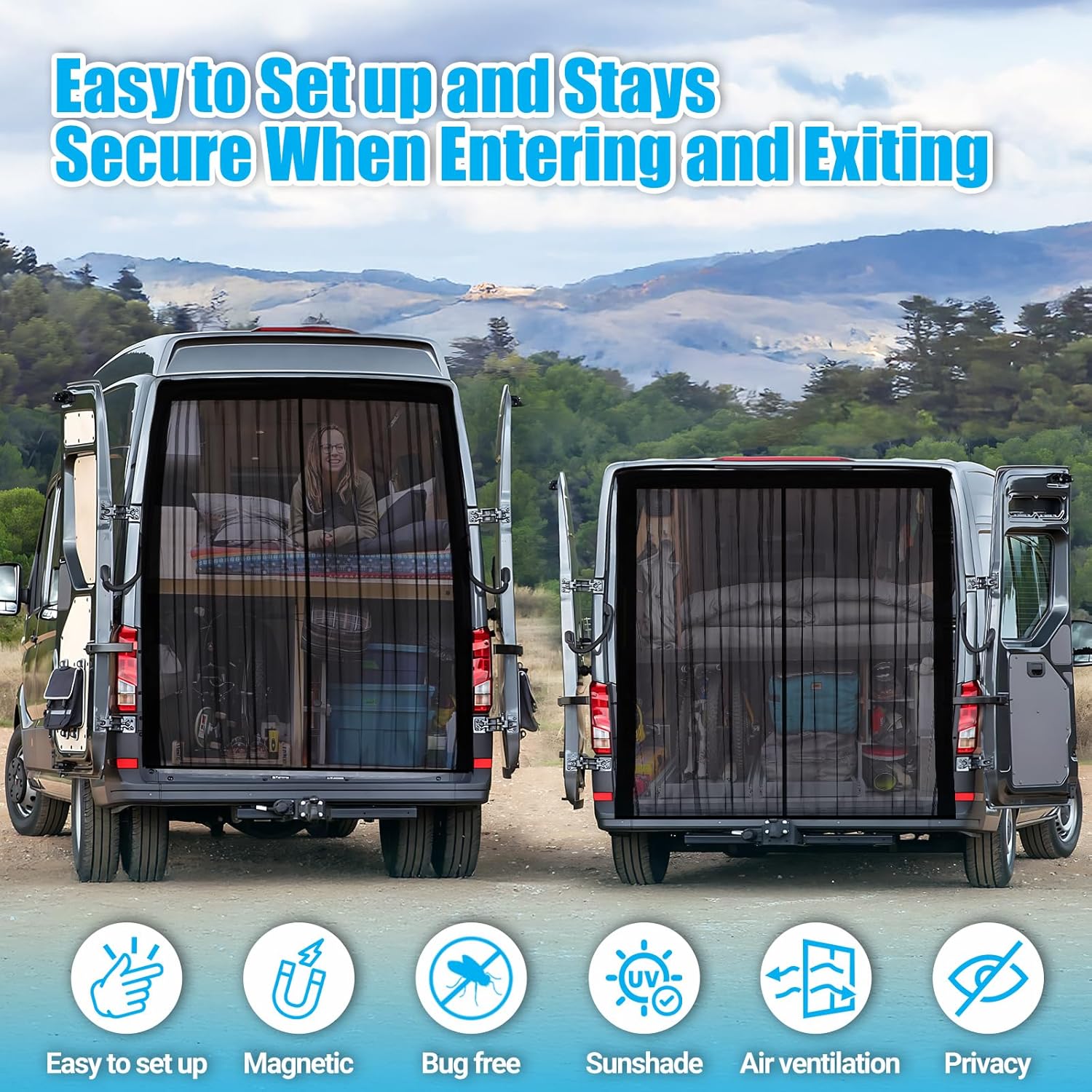 Thumbnail 6 de ZATOOTO Fliegengitter-Van mit Magnetverschluss – Magnetsystem, Insektenschutz für Opel Movano/Fiat Ducato Hochdach