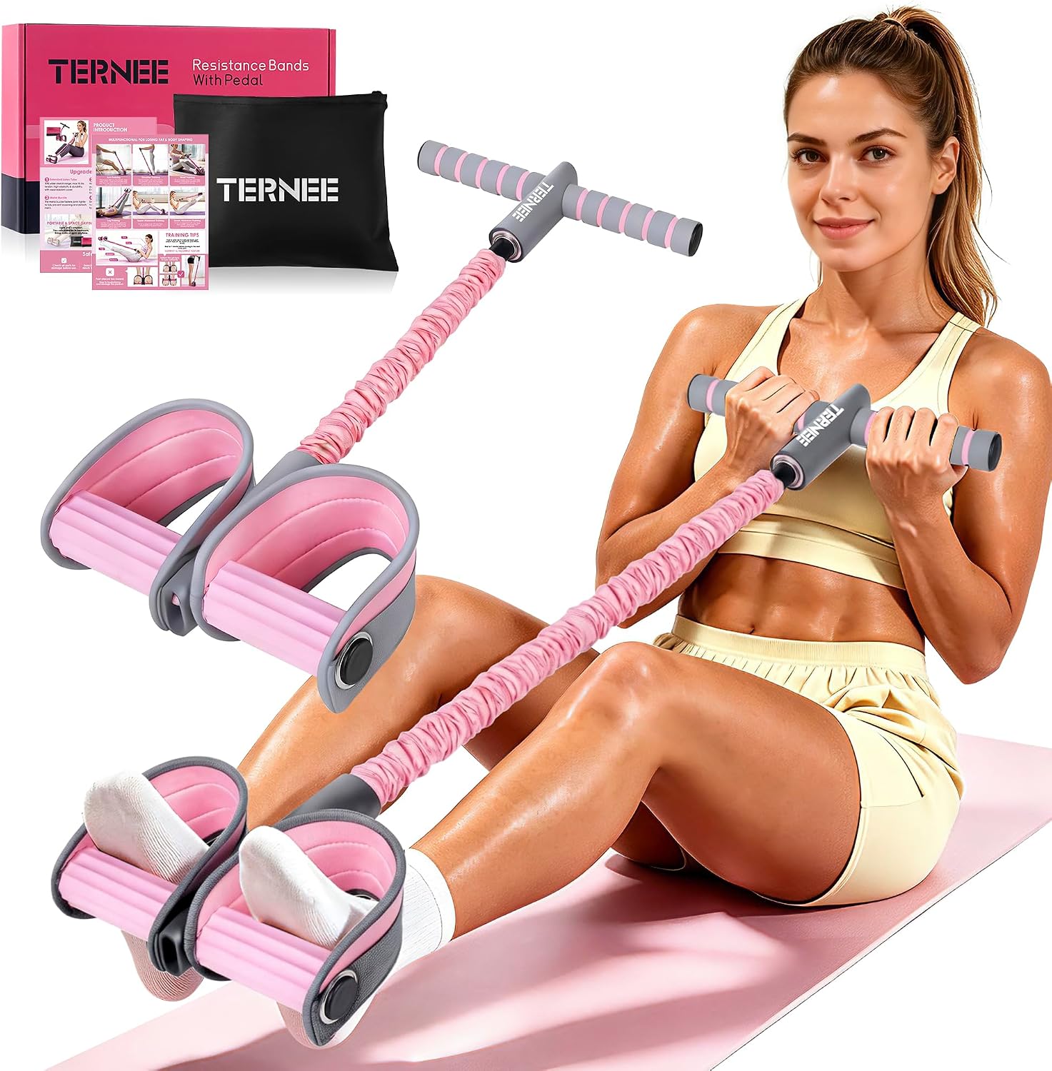 Detalle de TERNEE 1 Pedal Resistance Bands with Handles for Pilates and Stretching