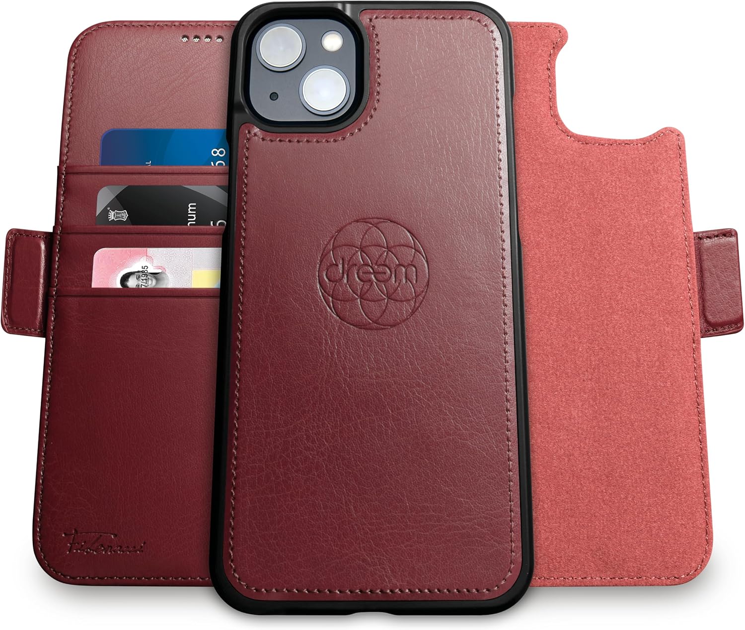 Detalle de Dreem 3-in-1 Wallet Case for iPhone 14/16e/17e with MagSafe, RFID Blocking and Built-In Kick-Stand