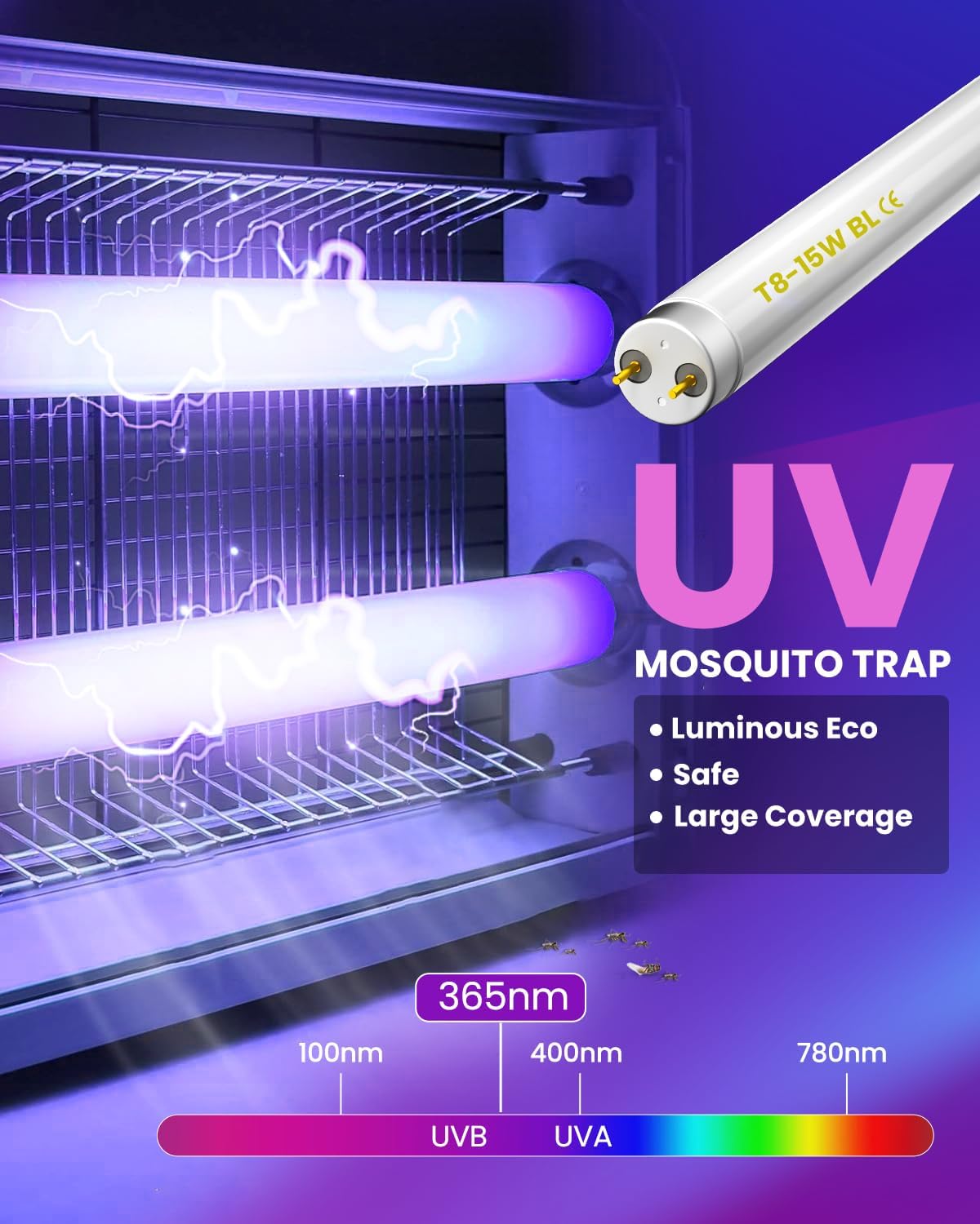 Detalle 2 de BrightArk T8-15W-BL UV-rör för insektsfångare, 45 cm, 2-pack