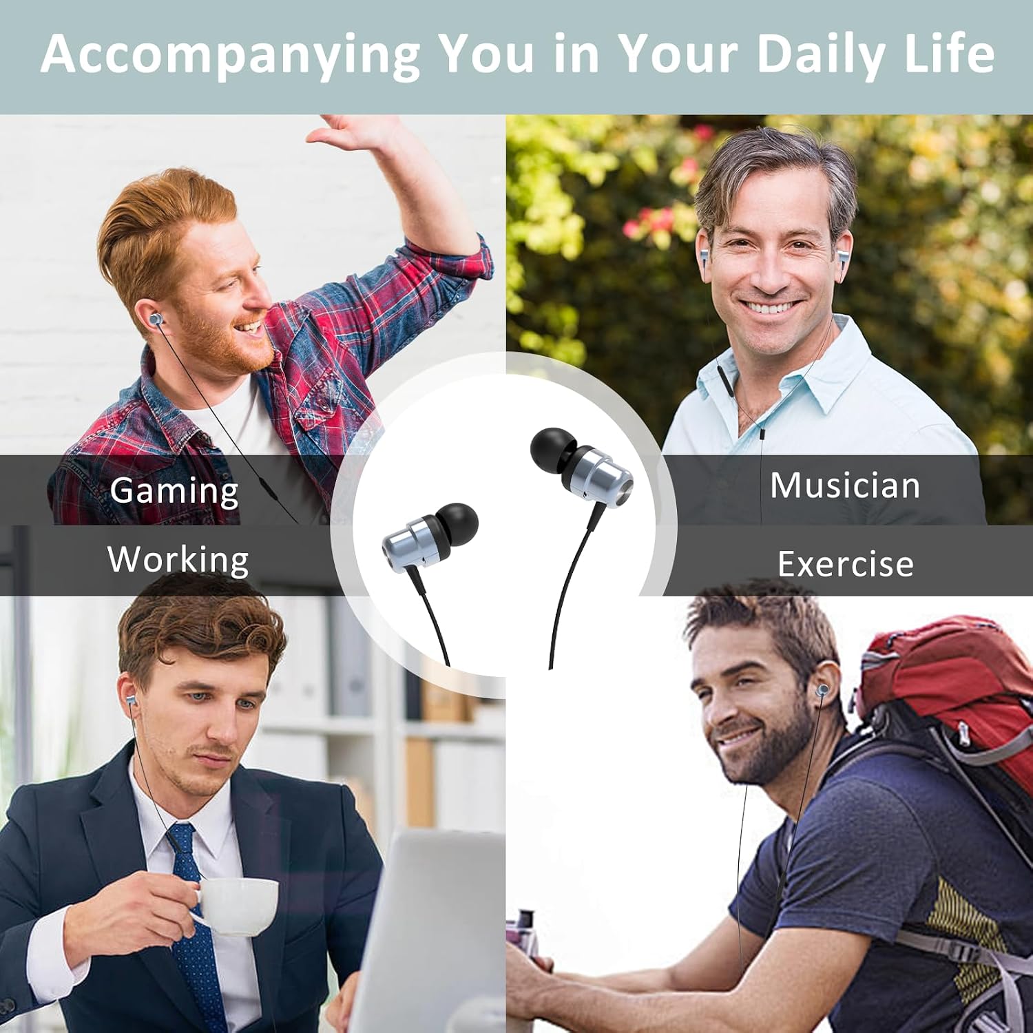 Thumbnail 6 de Ruilezyo USB-C Kopfhörer Graues, In-Ear mit Mikrofon – umfassende Kompatibilität & kompakter Klang