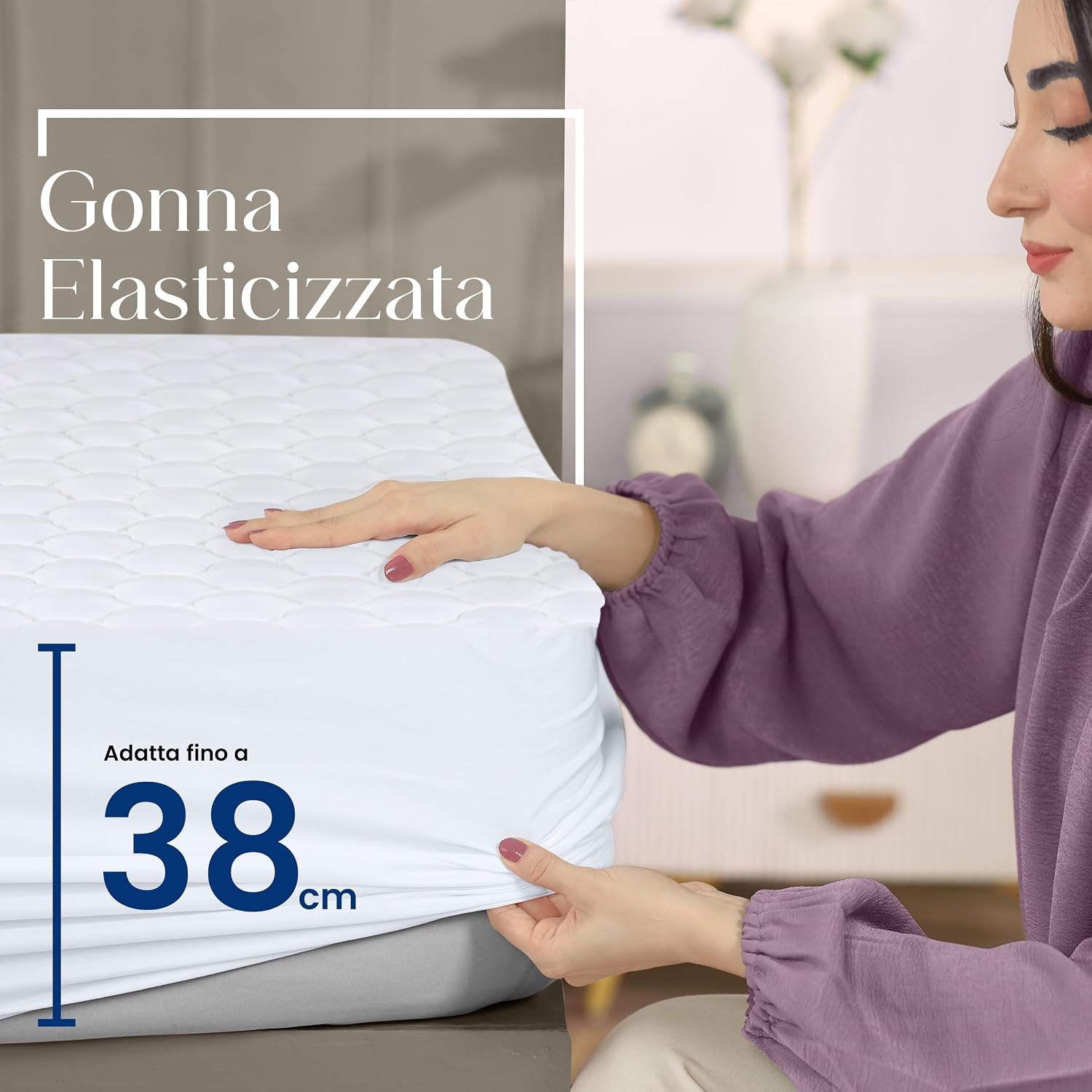 Thumbnail 4 de Copri-materasso trapuntato impermeabile Utopia Bedding 150 x 200 cm, per materassi fino a 38 cm di profondità