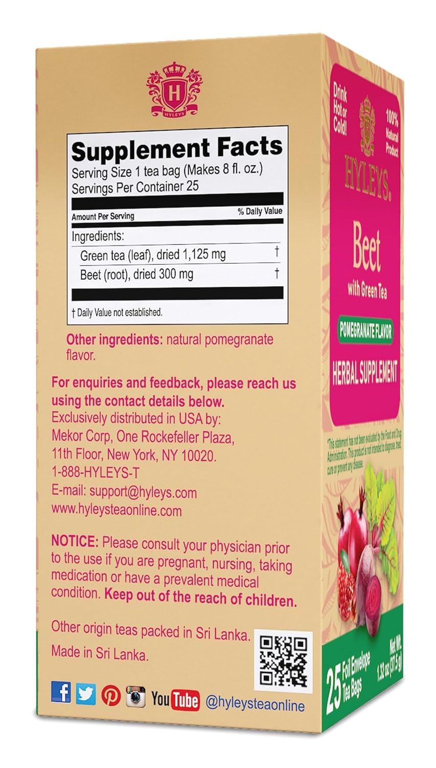 Detalle 2 de Hyleys Beet and Green Tea, 150 Tea Bags