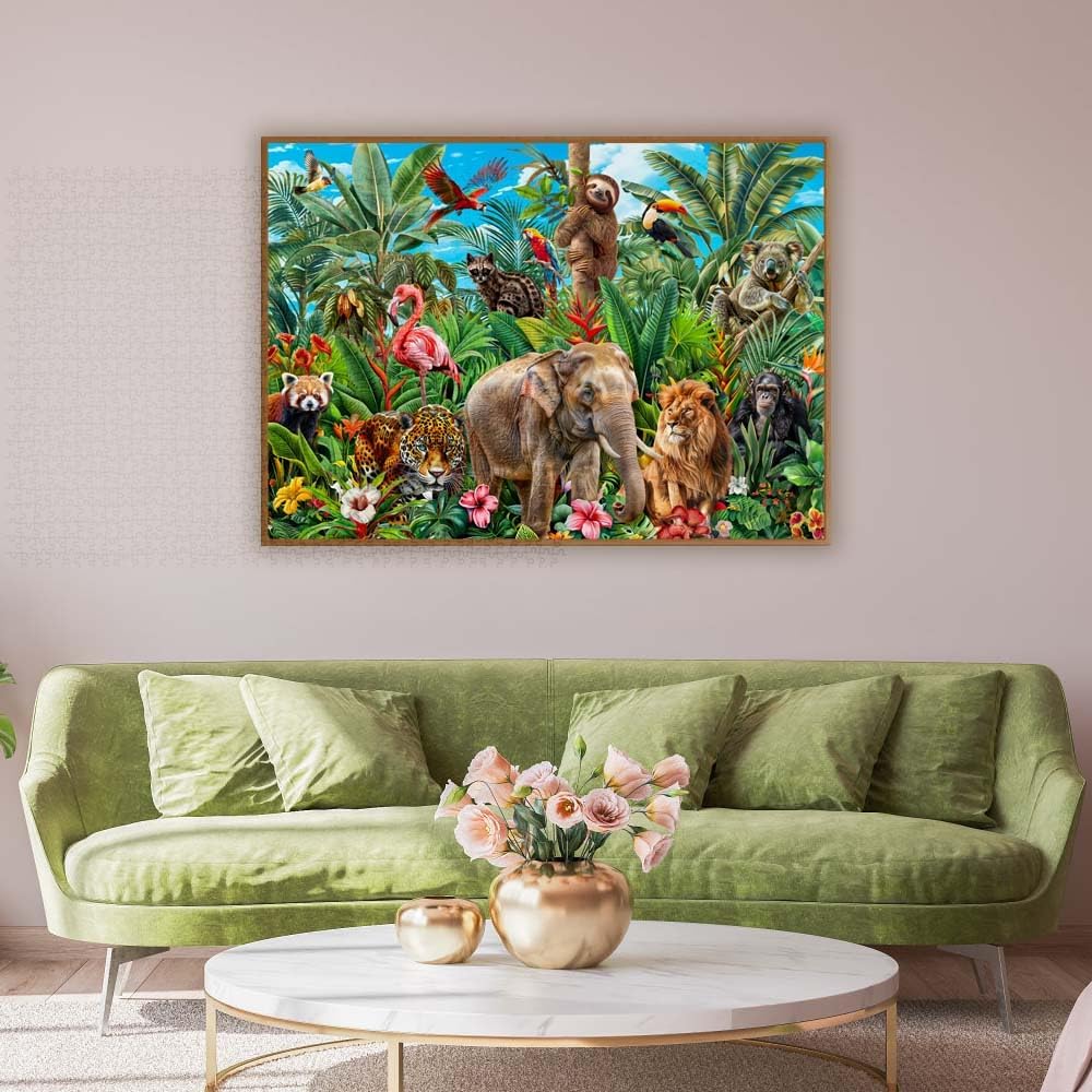 Thumbnail 5 de Puzzle 1000 Teile für Erwachsene mit Tierfamilie-Motiv – 70 x 50 cm, inkl. Farbbox und Poster