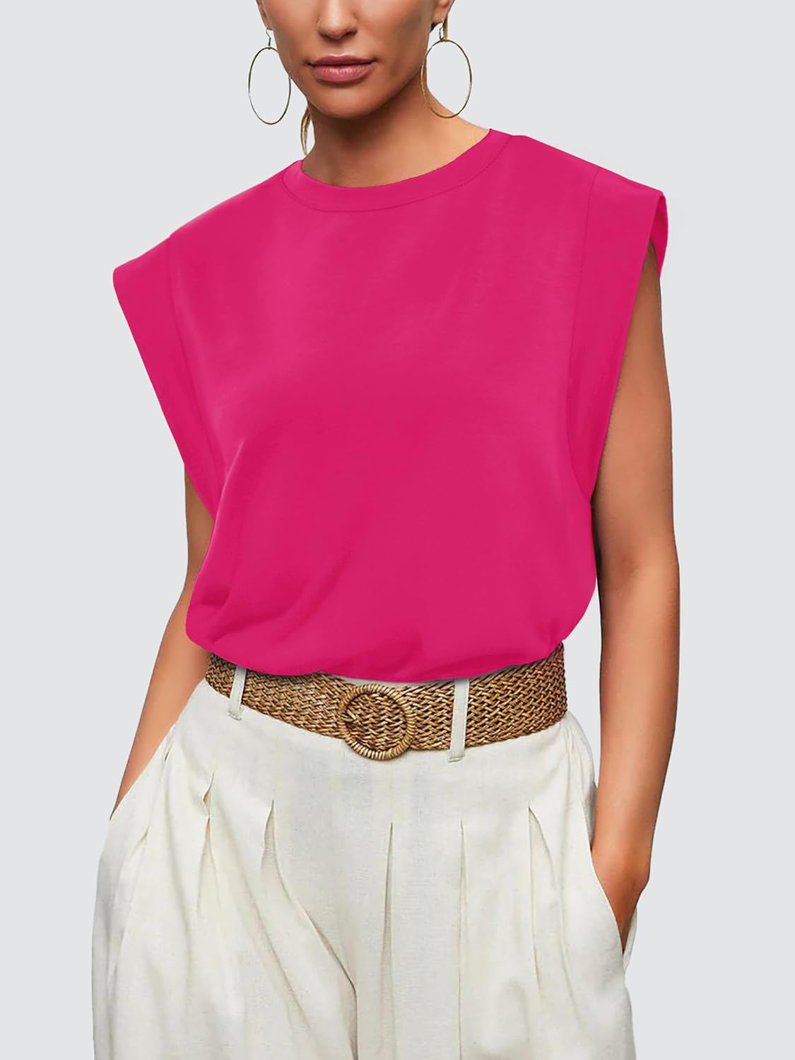 Thumbnail 1 de WIHOLL Cap Sleeve Tops for Women — Loose Fit Summer Basic Tee for Business Casual