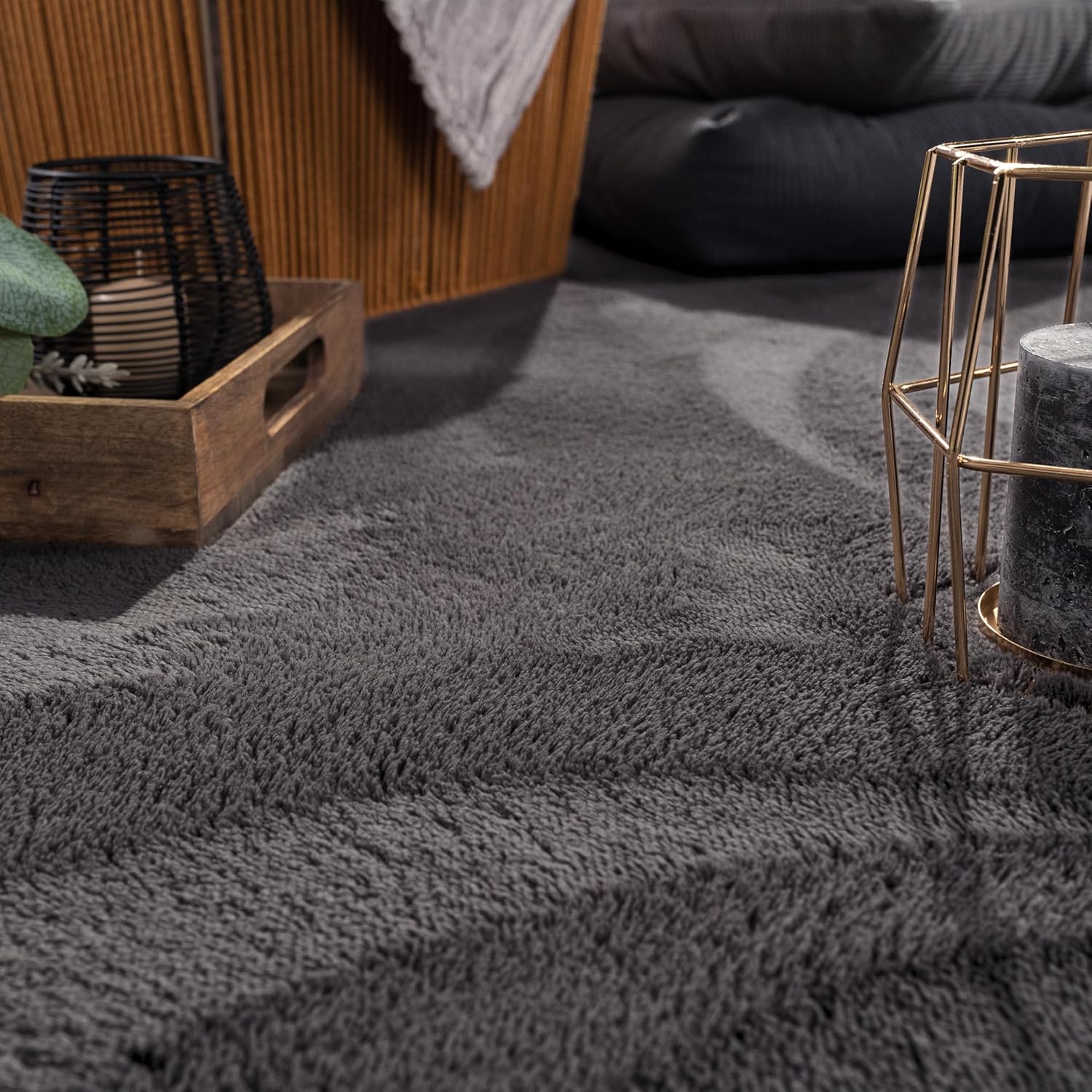 Thumbnail 2 de Paco Home moderner Wohnzimmer-Teppich mit Kurzflor, 300x400 cm, anthrazit – waschbar & rutschfest