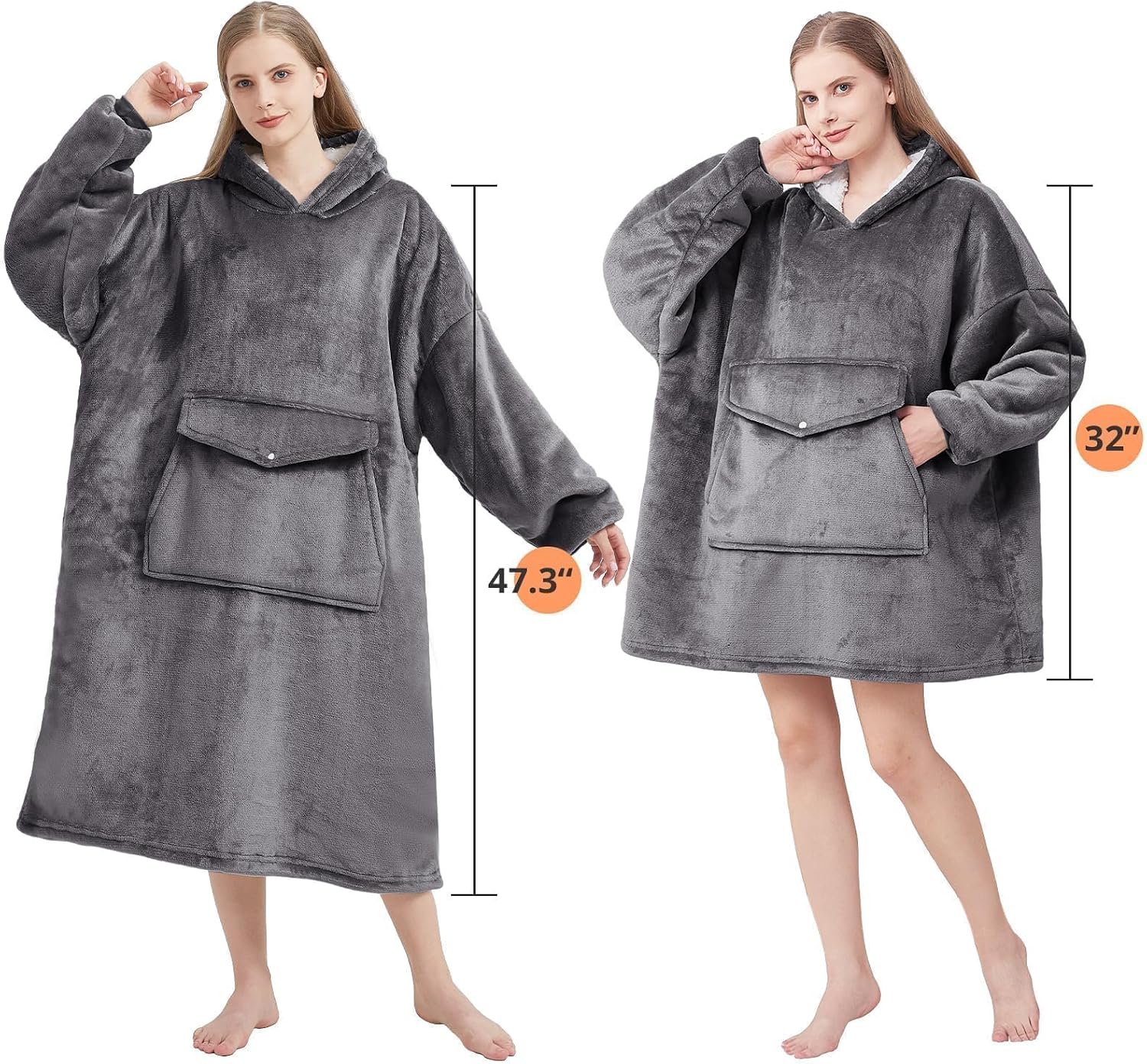 Thumbnail 6 de YUGYVOB Oversized Blanket Hoodie, Sherpa Fleece, Giant Pocket, Dark Grey