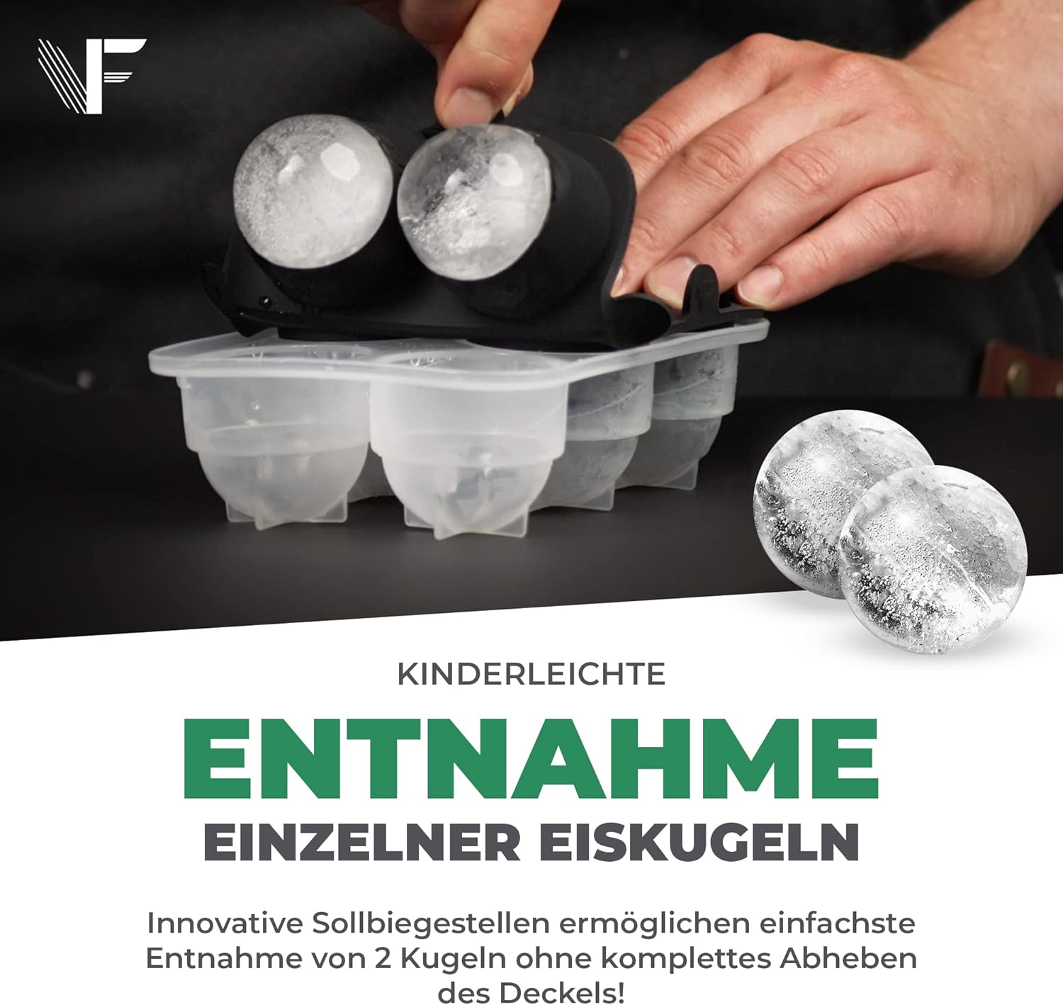 Thumbnail 4 de Neighbour’s Friend patentierte Eiskugelform (2er-Set) aus Platinsilikon für XXL Eiswürfel – rund, spülmaschinengeeignet
