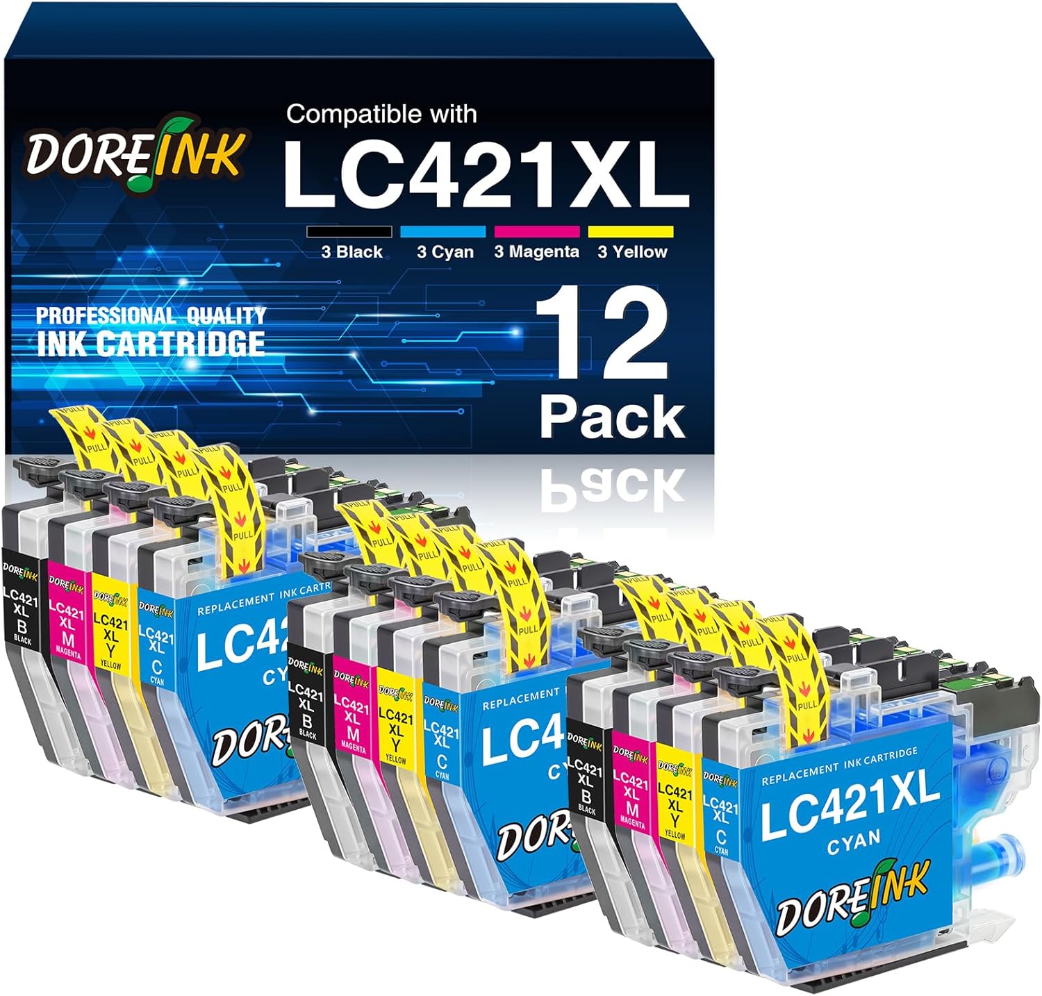 DOREINK LC421XL lot de 12 cartouches 550 pages 🖨️