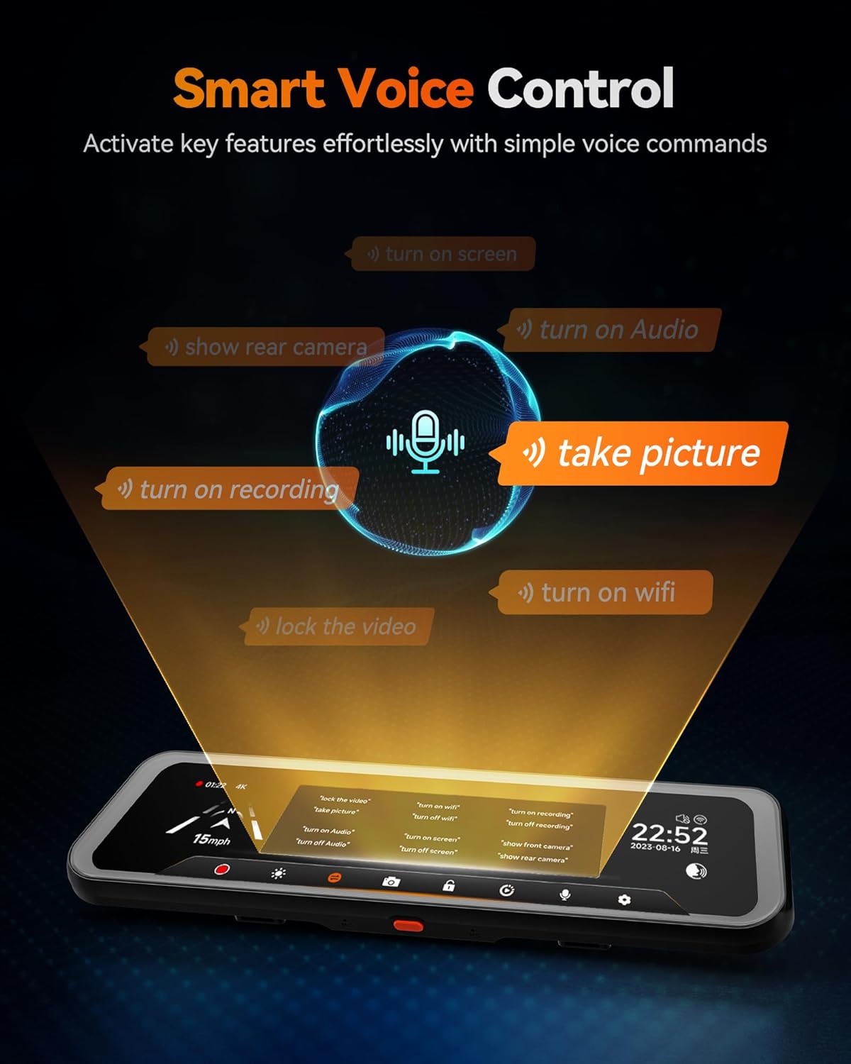 Detalle 2 de WOLFBOX G900 Tripro 3-Channel Cabin Mirror Dash Cam (Version 3) with 4K + 2.5K + 1080P, 8MP STARVIS Night Vision and 256GB