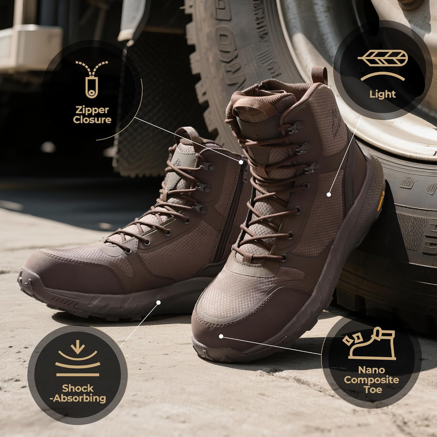 Thumbnail 3 de NORTIV 8 Men's Composite Toe Work Boots 8'' Safety Boots 👞