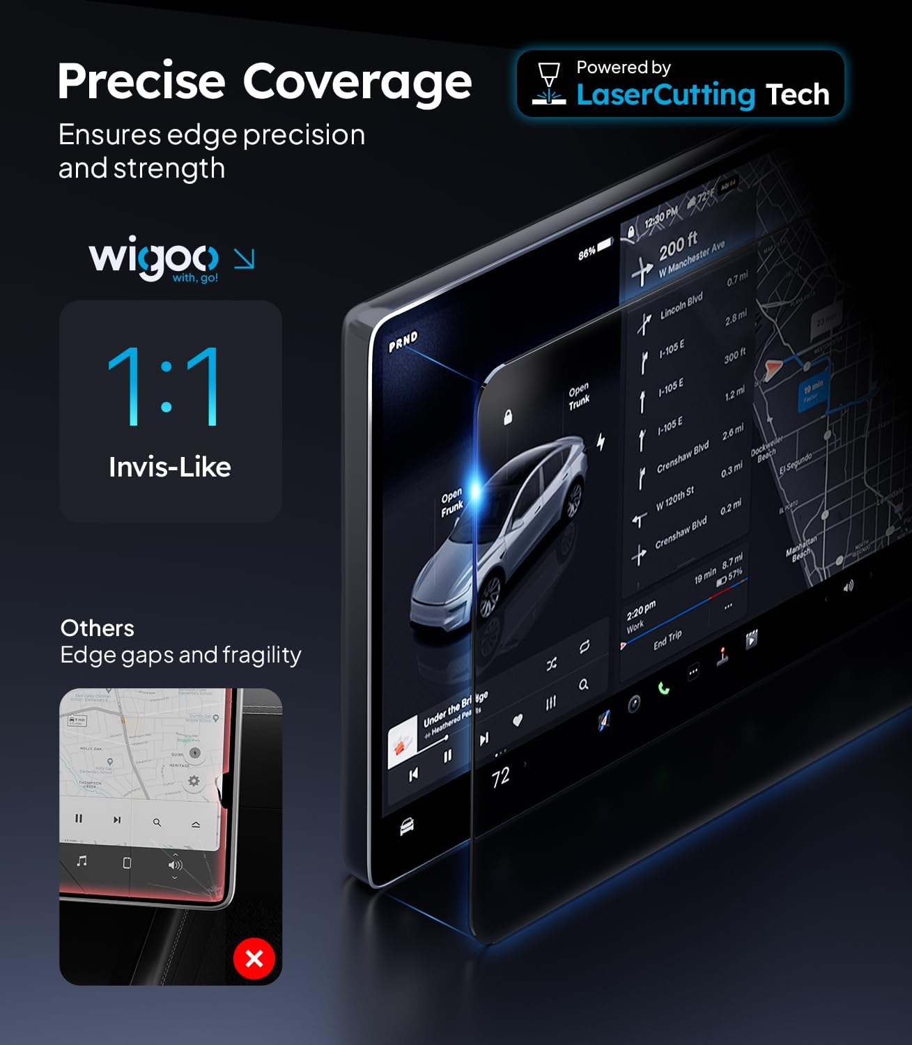 Detalle de Wigoo 2026 Tesla Model Y Juniper Matte Screen Protector (Premium & Performance) for Central Display, 16" Tempered Glass