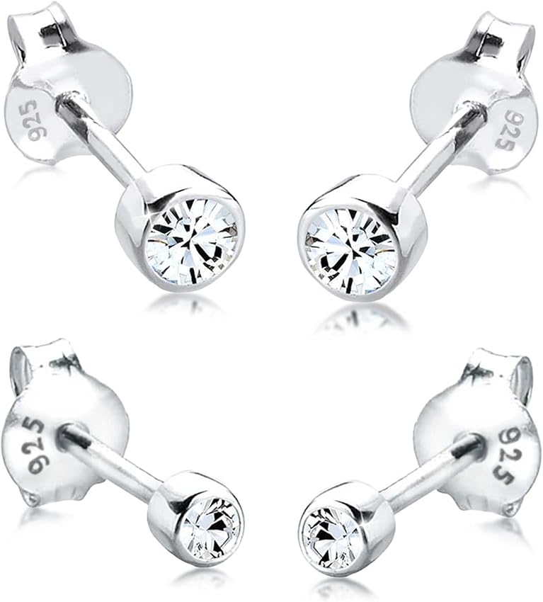 Thumbnail 6 de Elli Pendientes de botón en plata 925 con cristal 💎