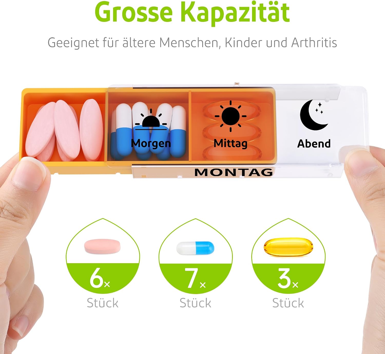 Detalle de Opret 7‑Tage Pillenbox 3 Fächer