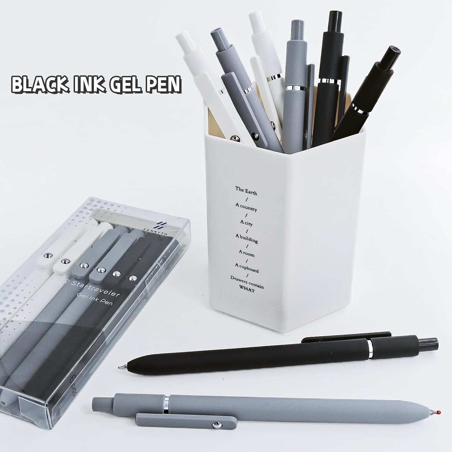Detalle de UIXJODO 0.5mm Retractable Gel Pens, 6-Pack with Black Ink and Soft Grips