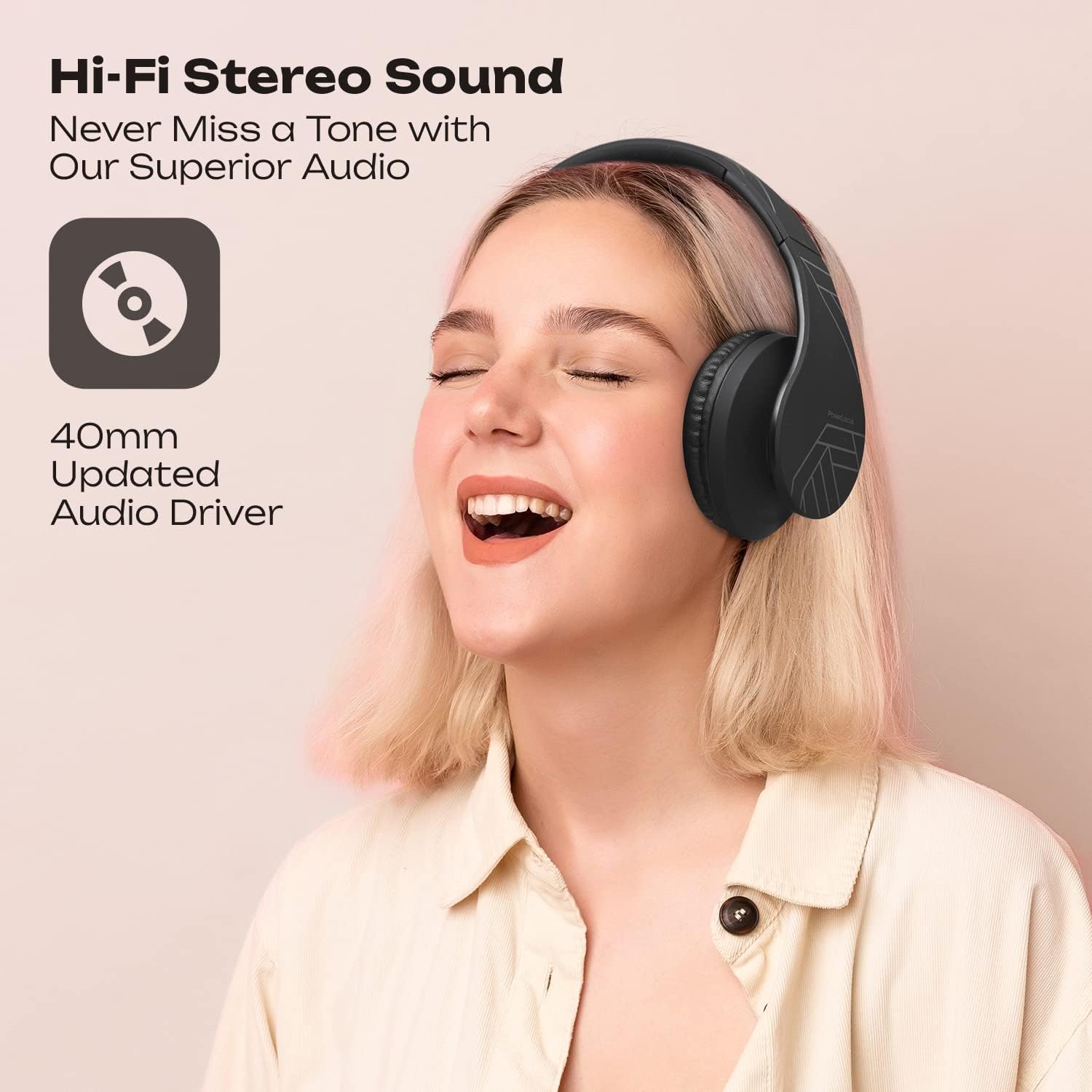 Thumbnail 3 de PowerLocus Bluetooth Over-Ear Headphones (Black) – wireless & wired with mic, microSD/TF and FM