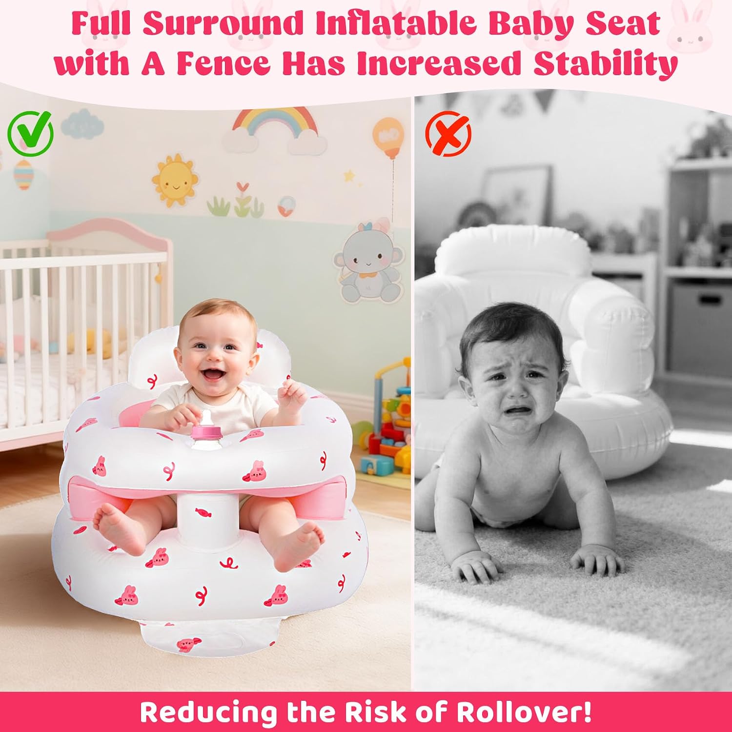 Thumbnail 2 de CandyHome Inflatable Baby Seat, Bunny Design with Built-In Pump and Back Support