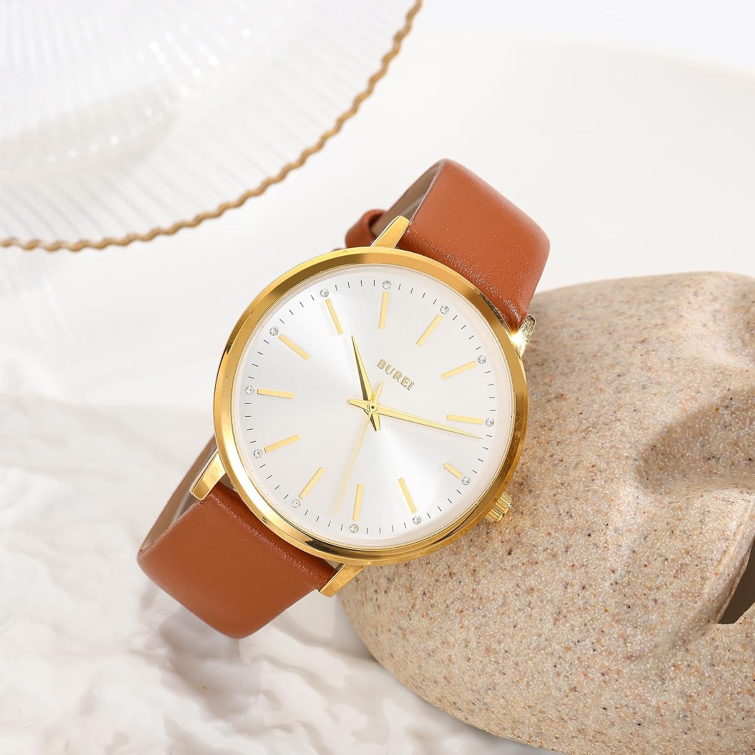 Detalle 1 de BUREI Damen Uhr Minimalistisch Analog Quarz