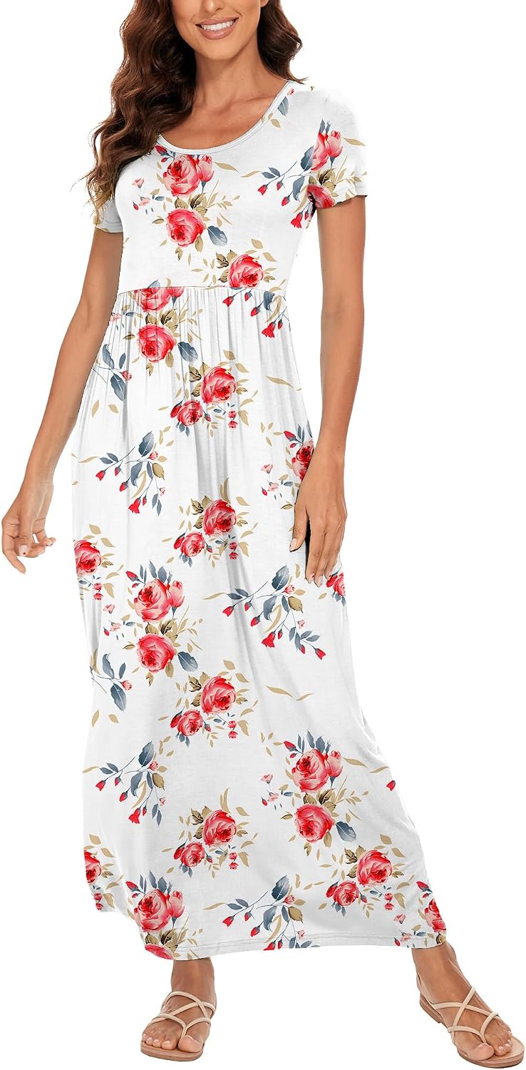 Thumbnail 6 de DEARCASE Damen Maxi Kleid Sommer Mutterschaft Casual Langarm/Kurzarm Floral – Lose Passform, Taschen und Plusgröße