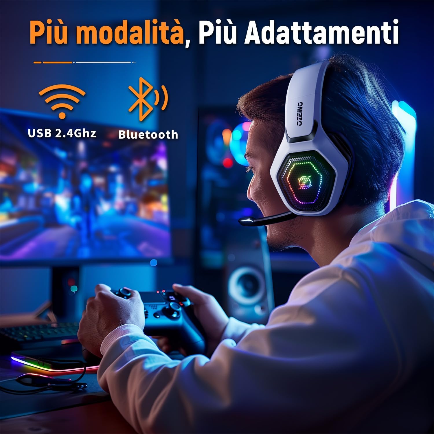 Thumbnail 3 de Ozeino Cuffie Gaming Wireless 30+ Ore