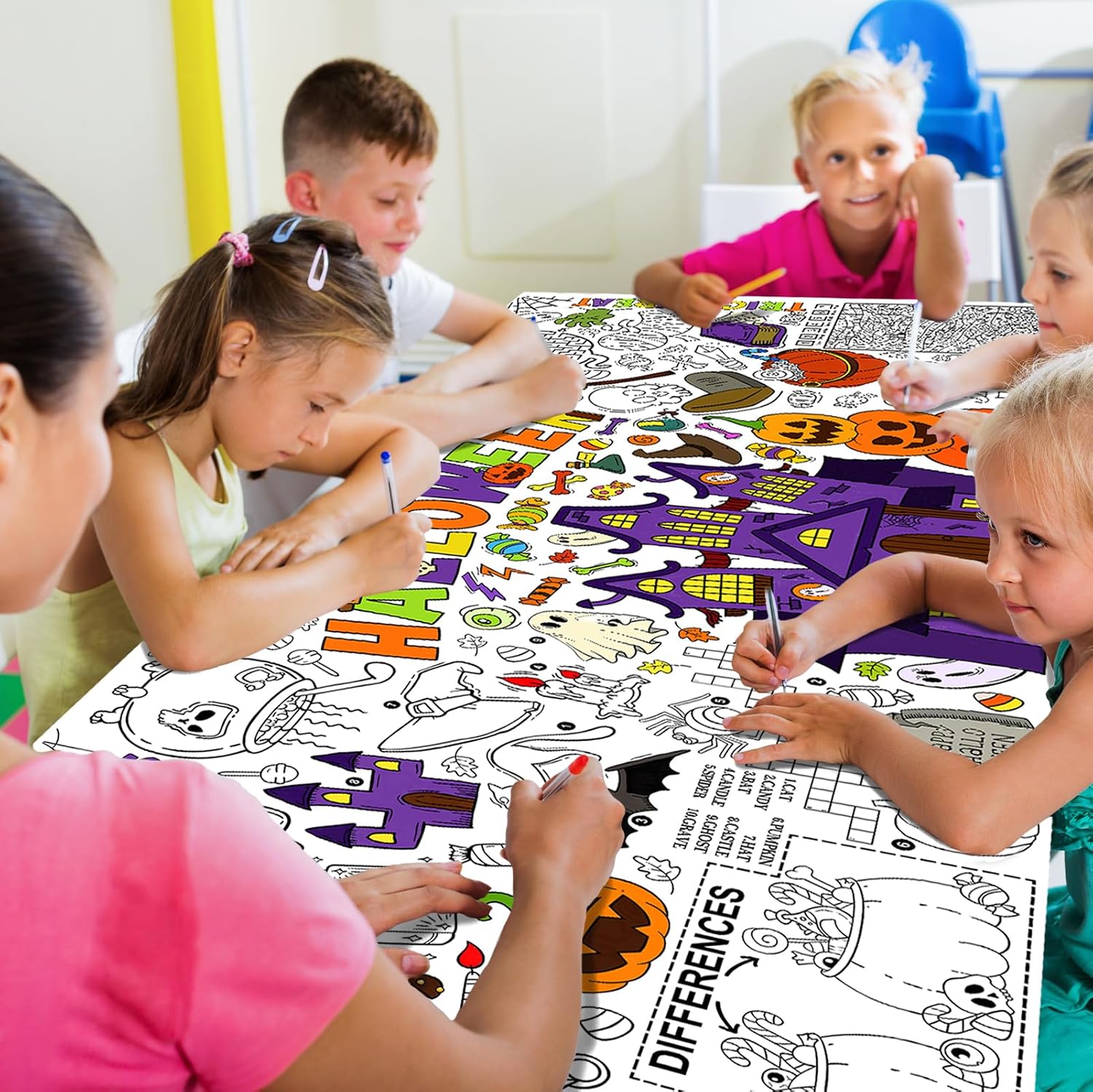 Detalle 2 de Gatherfun Coloring Tablecloth 31.5 x 72 Inches