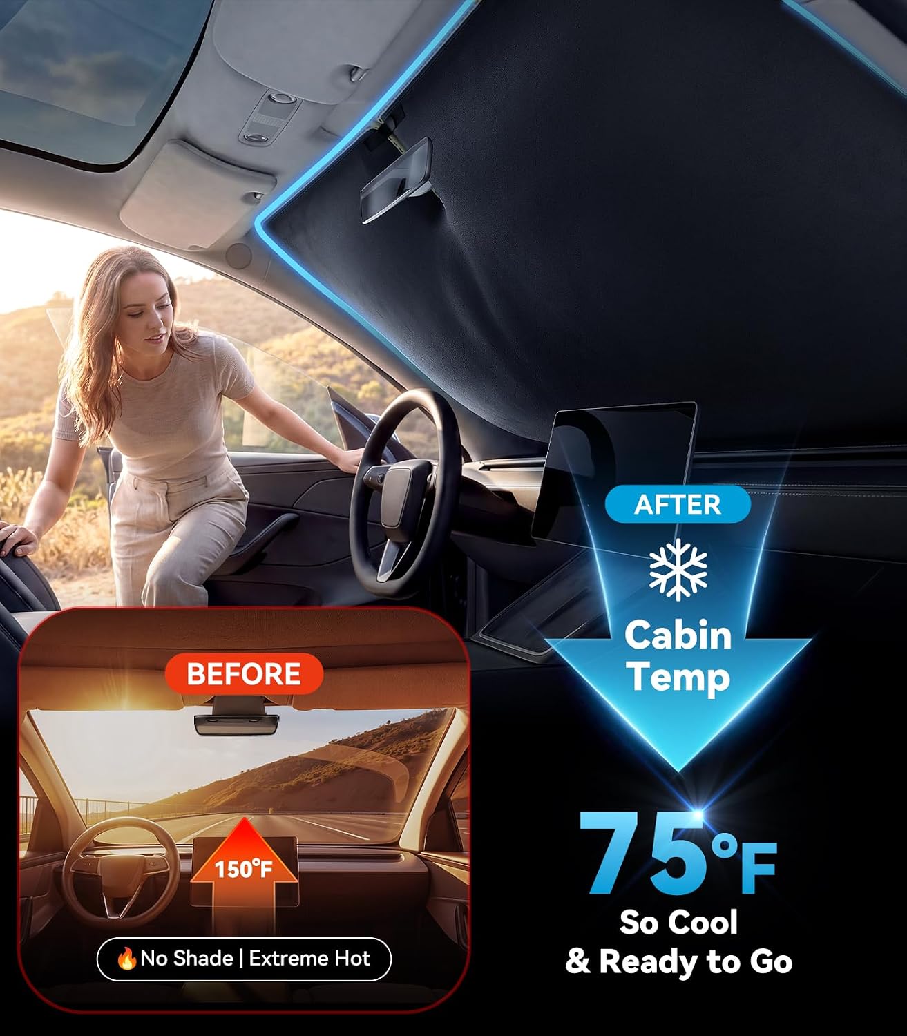 Detalle 2 de Nmoiss Ice Silk Air-Cooled Car Windshield Sun Shade