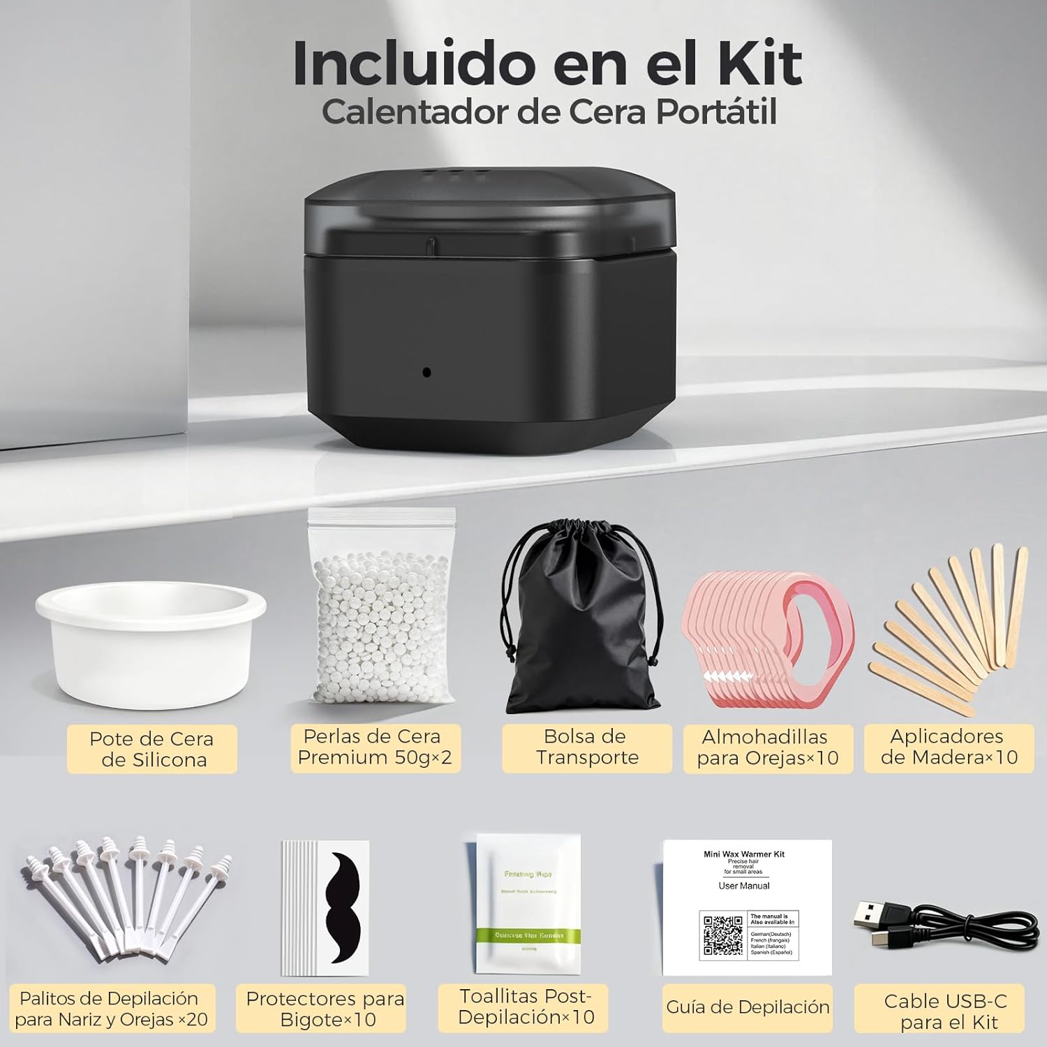 Thumbnail 5 de Cera depilatoria nariz y orejas con calentador USB-C 100g