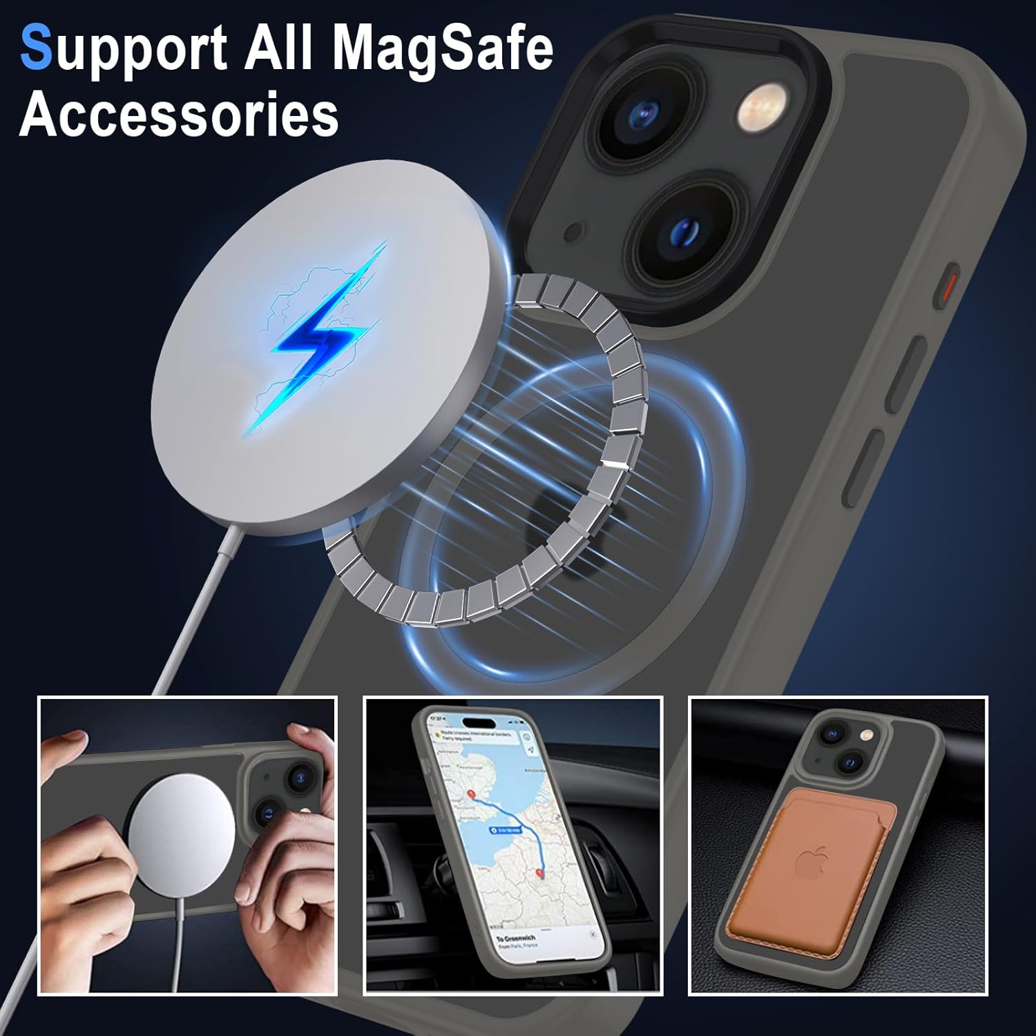 Thumbnail 1 de XTCASE Coque iPhone 15 Magnétique Compatible MagSafe — Gris translucide, mince et résistante