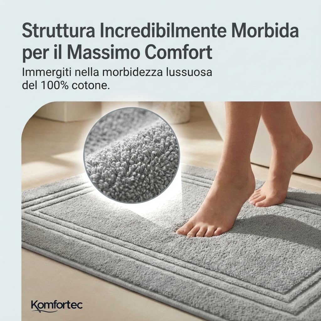 Thumbnail 1 de Komfortec set di 2 tappetini da bagno in spugna 50x70 cm, argento