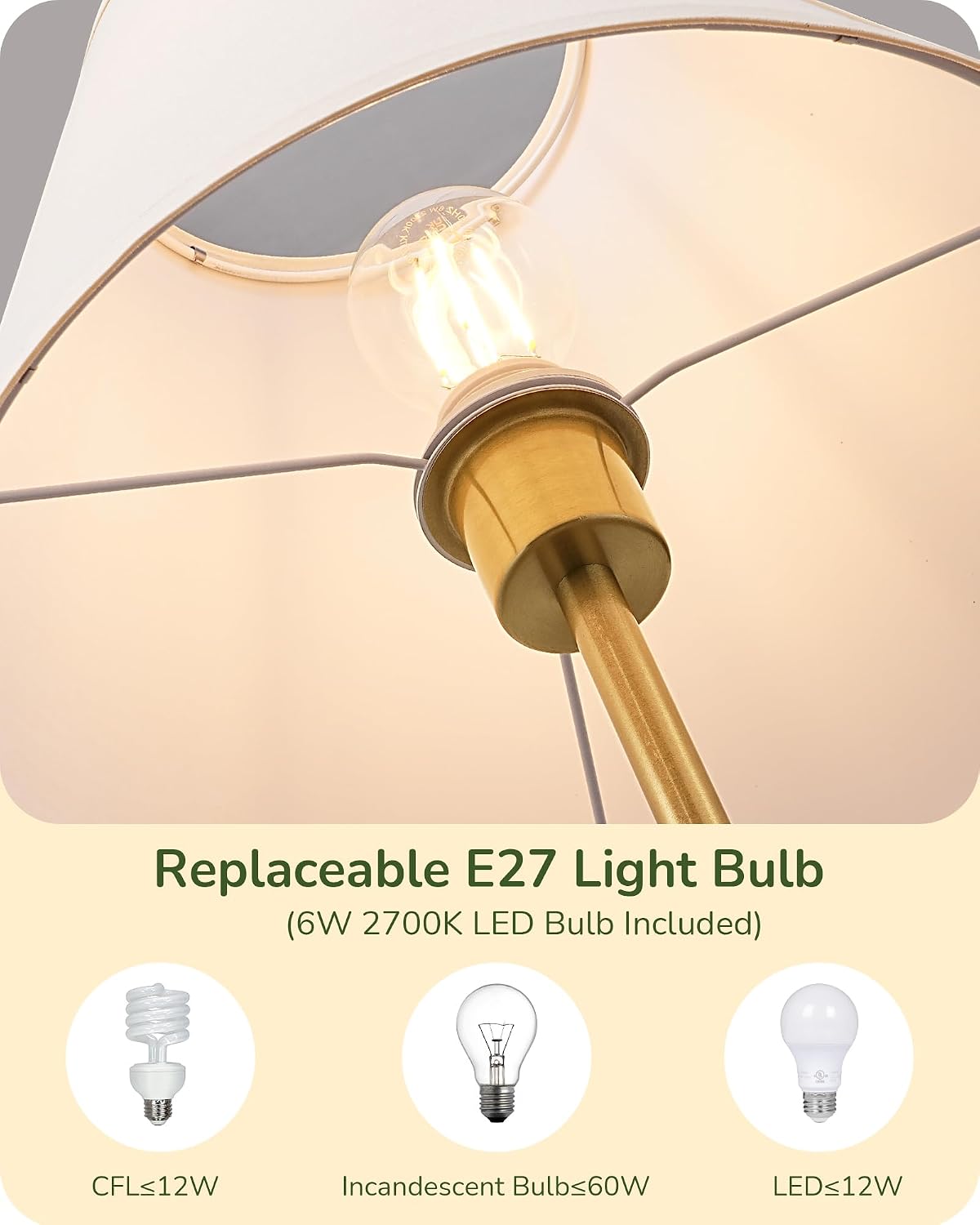 Detalle 1 de EDISHINE Retro Floor Lamp 2700K LED