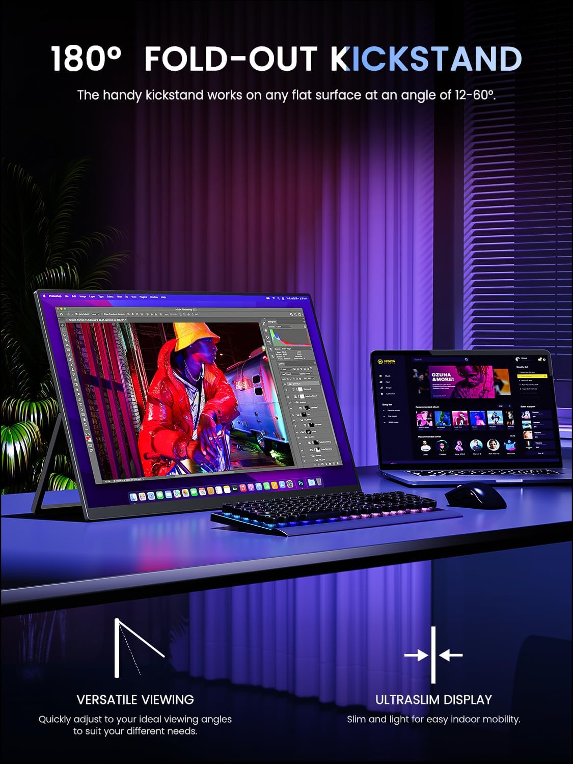 Detalle 2 de UPERFECT 24,5 Zoll 2K 165Hz Portable Monitor