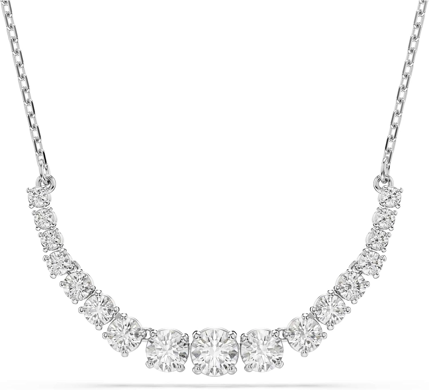 Detalle de Swarovski Matrix Collection rhodium-finished necklace with clear round-cut crystals