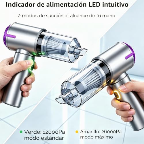 Detalle 2 de Aspiradora sin Hilo SCOVEE para Coche y Hogar: 27000 Pa de Succión, 4 en 1 y 9 accesorios