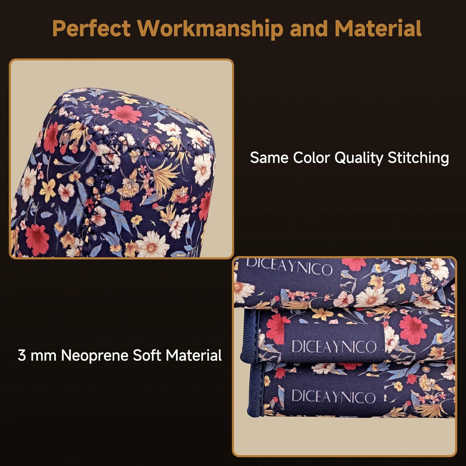 Thumbnail 2 de Diceaynico Becherhülle im 3er-Set (S/M/L) für 16–32 oz, wiederverwendbare Becherkühler mit Neopren – Dunkles Blumenmuster