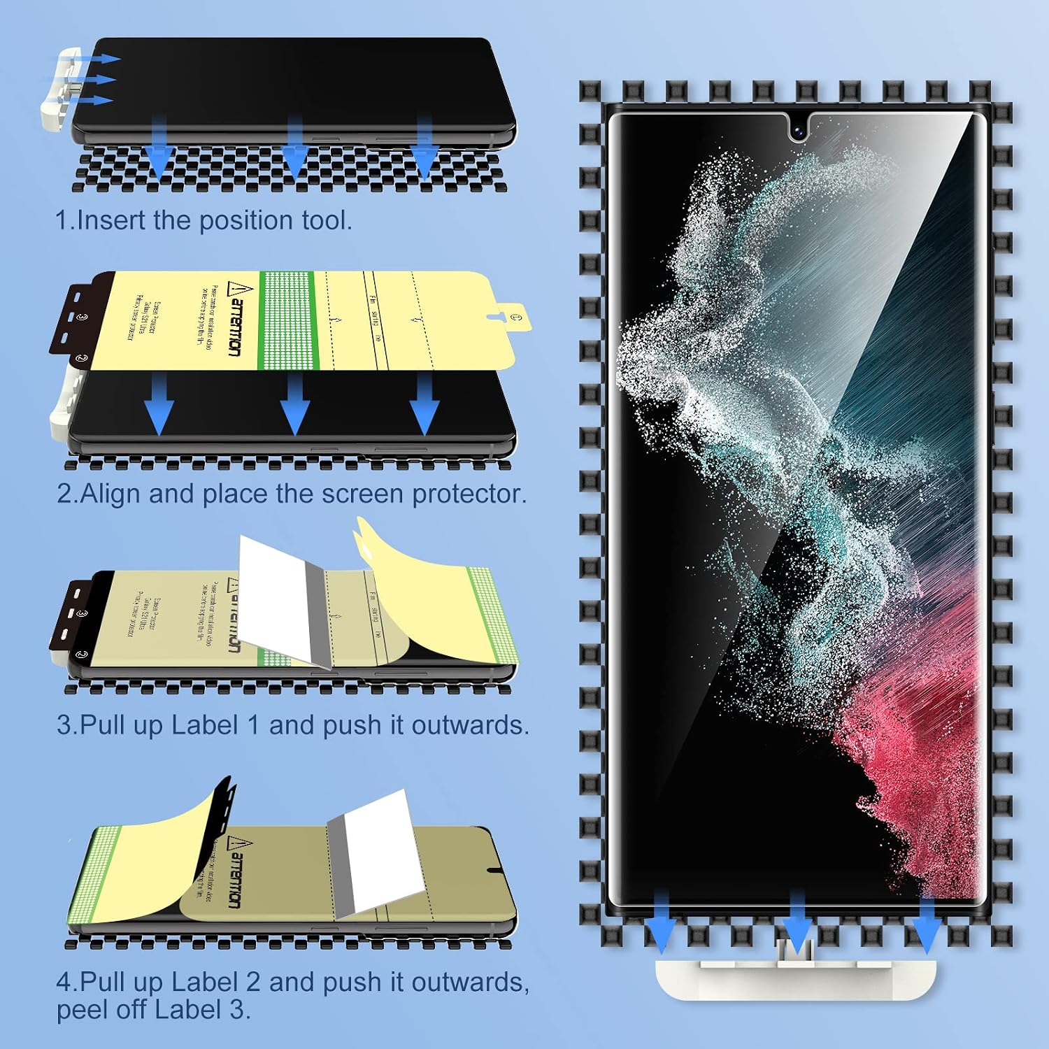 Detalle 1 de LK Samsung Galaxy S22 Ultra TPU Screen Protector, 3-Pack for Curved Display